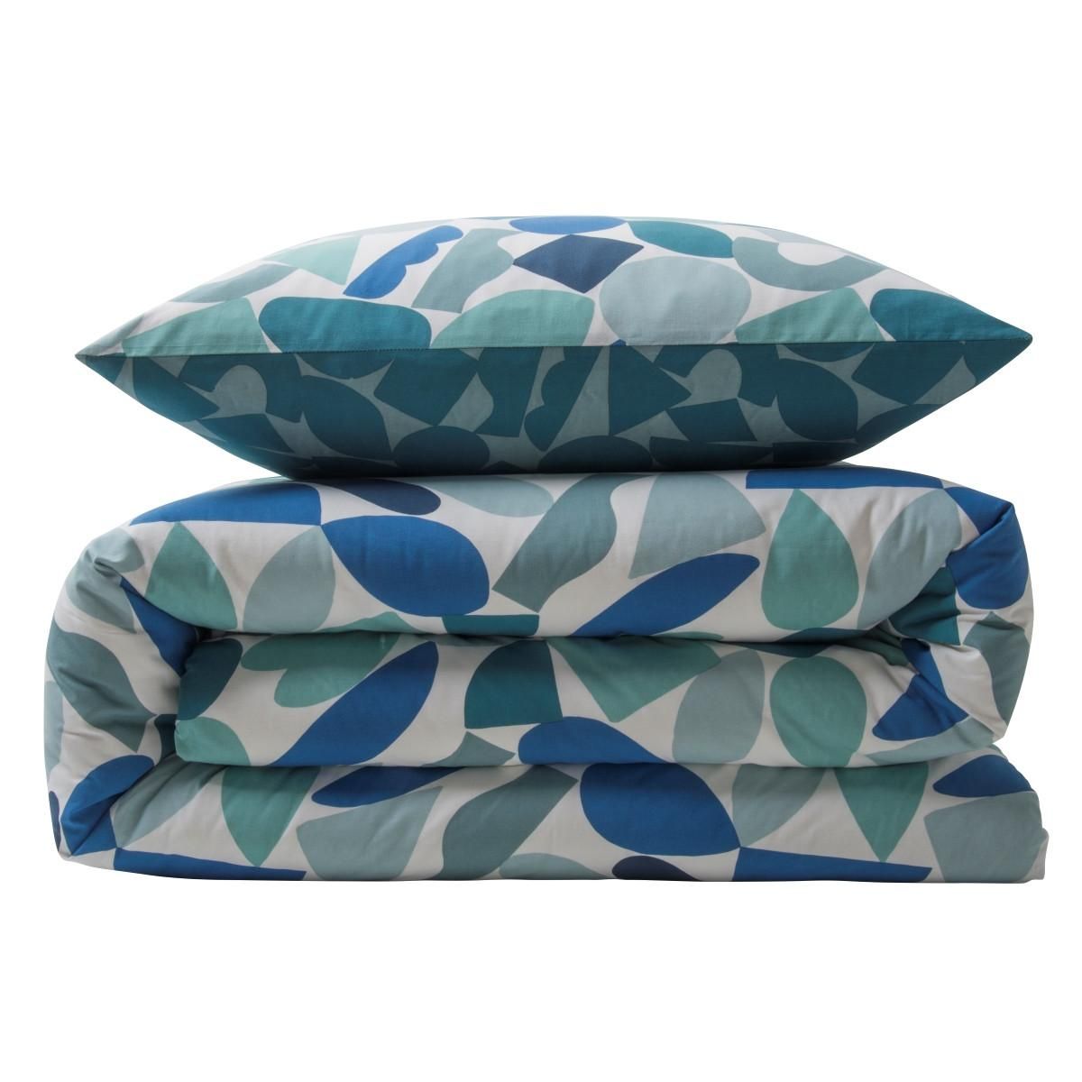 FUTURE HOME Parure de lit 2 personnes géométrique réversible en coton