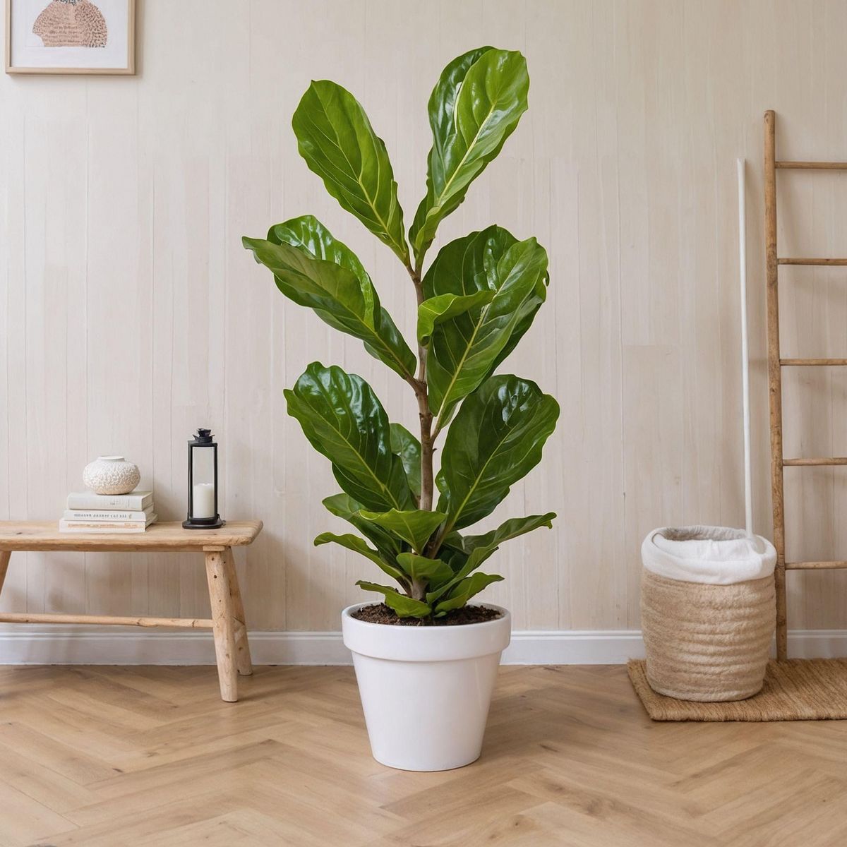 PLANT IN A BOX Figuier à Feuilles de Violon - Ficus Lyrata - Hauteur 70-90cm - ⌀21cm