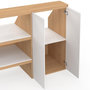 Voir la diapositive 6 : ID MARKET Ensemble étagère 2 niveaux + armoire 2 portes sous pente TOMI hêtre et blanc