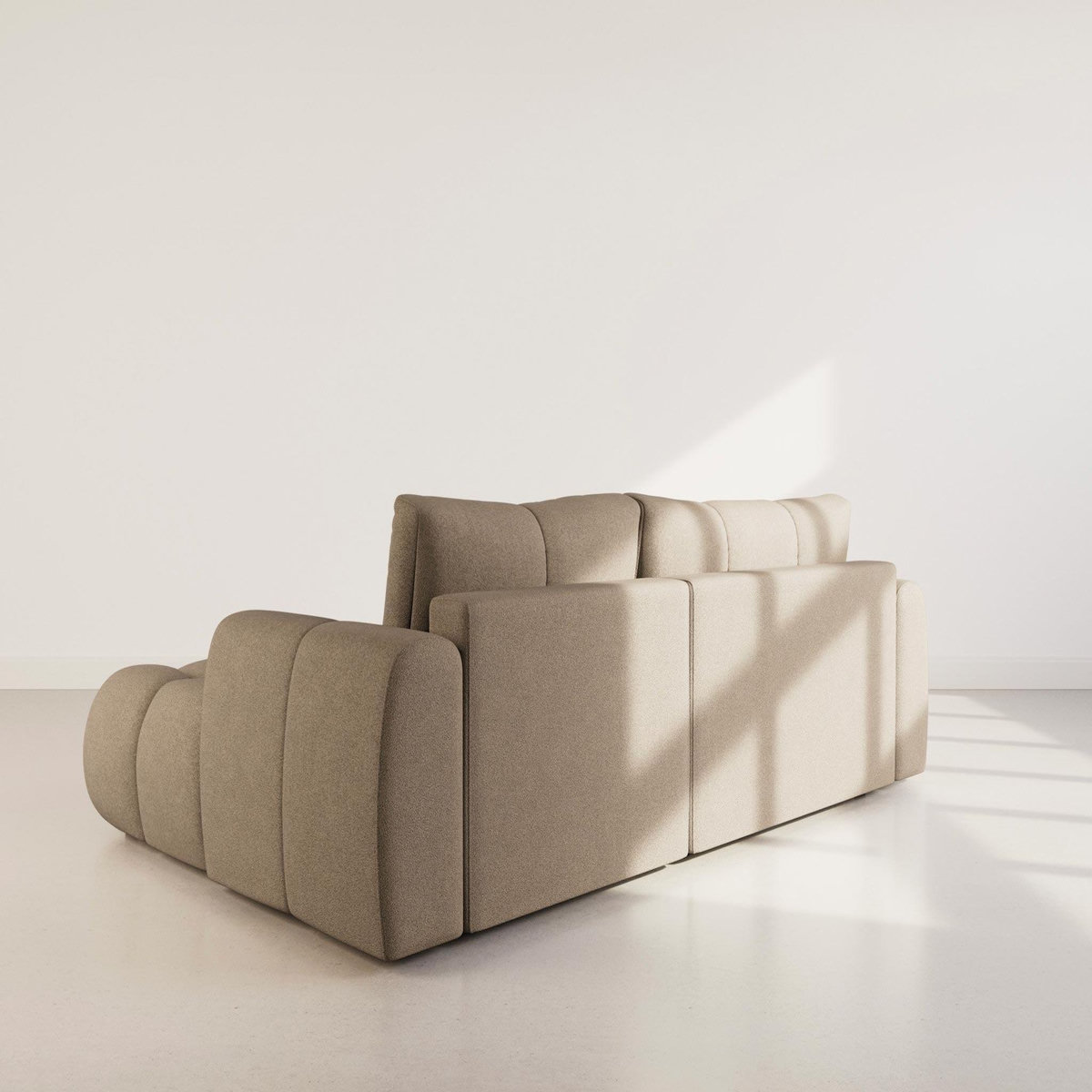 BEST MOBILIER Yulin - canapé d'angle droit 4 places convertible avec coffre en tissu bouclette