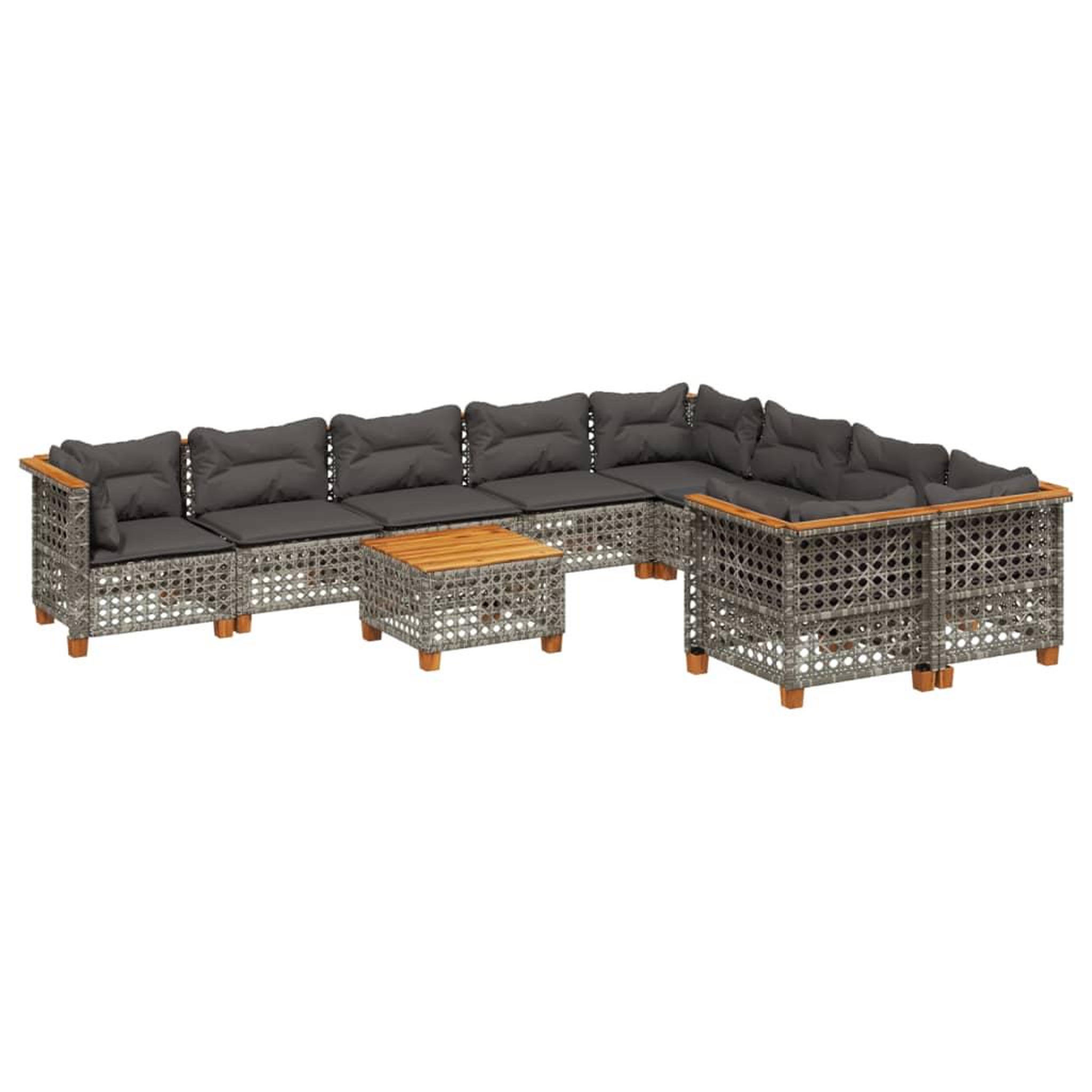 Voir la diapositive 2 : VIDAXL Salon de jardin avec coussins 10 pcs gris resine tressee