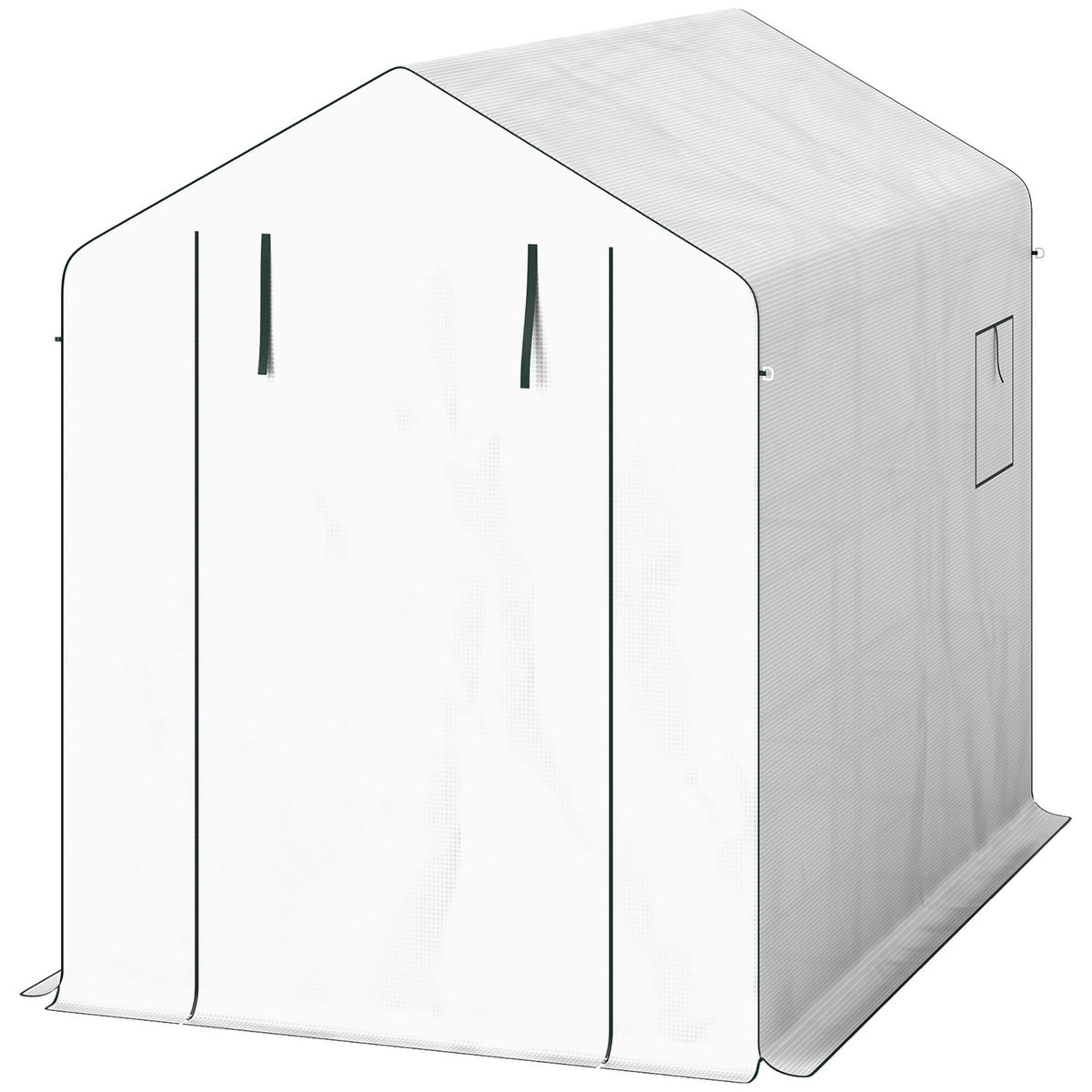 OUTSUNNY Serre de jardin 4 étagères - porte enroulable zippée, 2 fenêtres - 143 x 215 x 190 cm - acier vert PE blanc