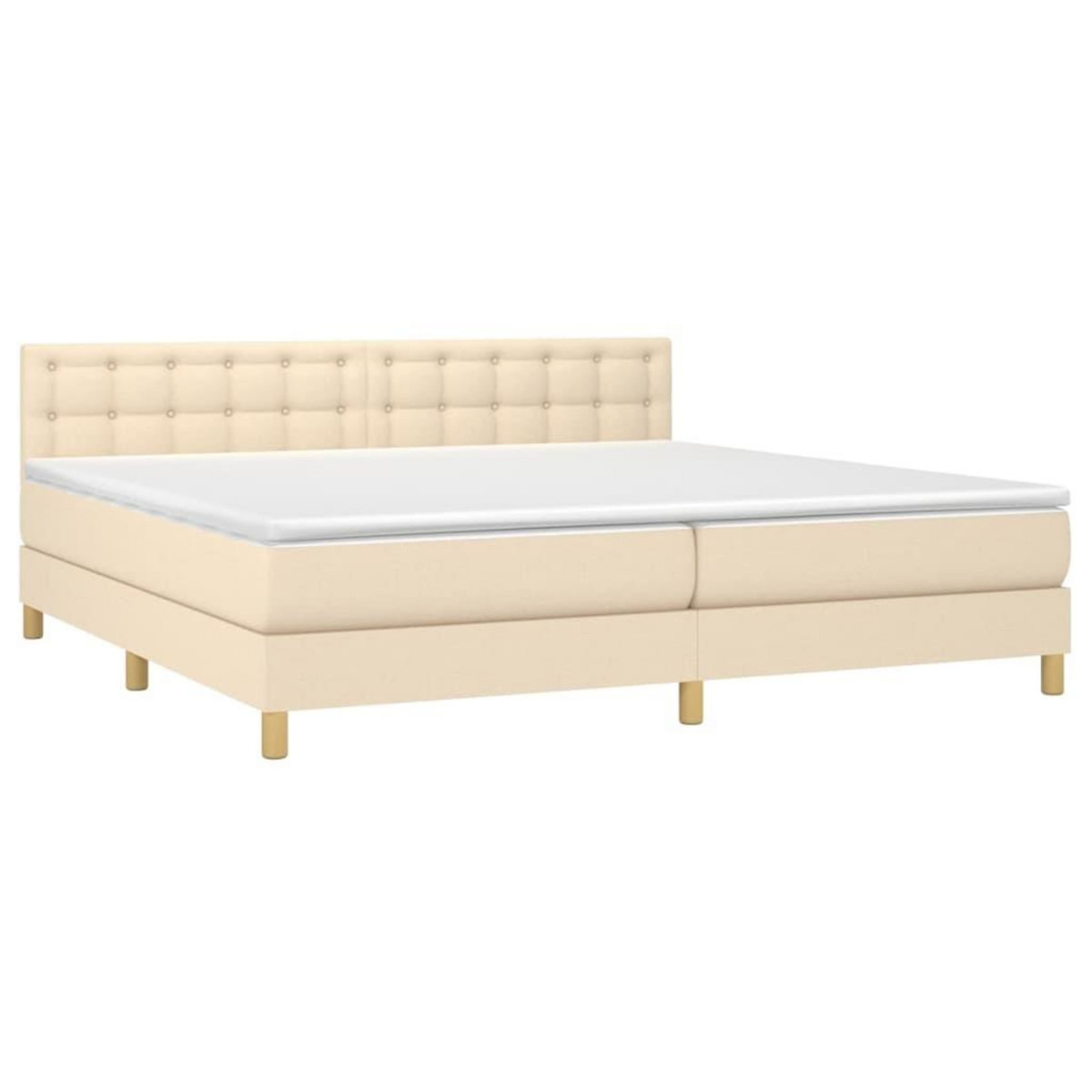 VIDAXL Sommier a lattes de lit avec matelas Creme 200x200 cm Tissu