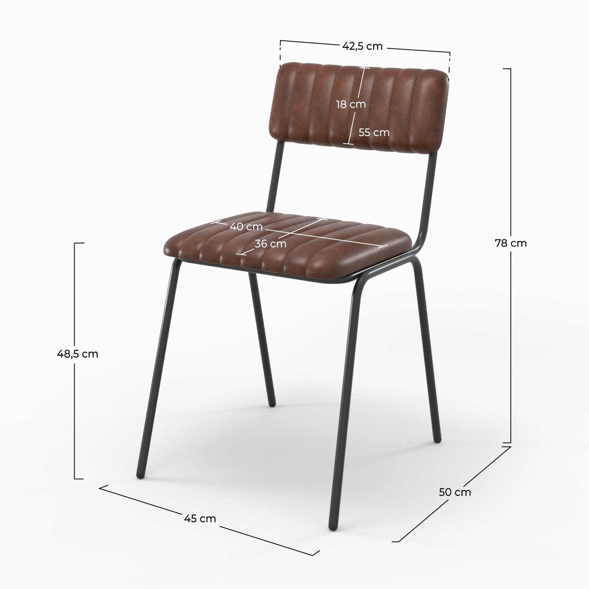 Voir la diapositive 4 : MAISON PAVANE Lot de 2 chaises en cuir de buffle marron-arsène