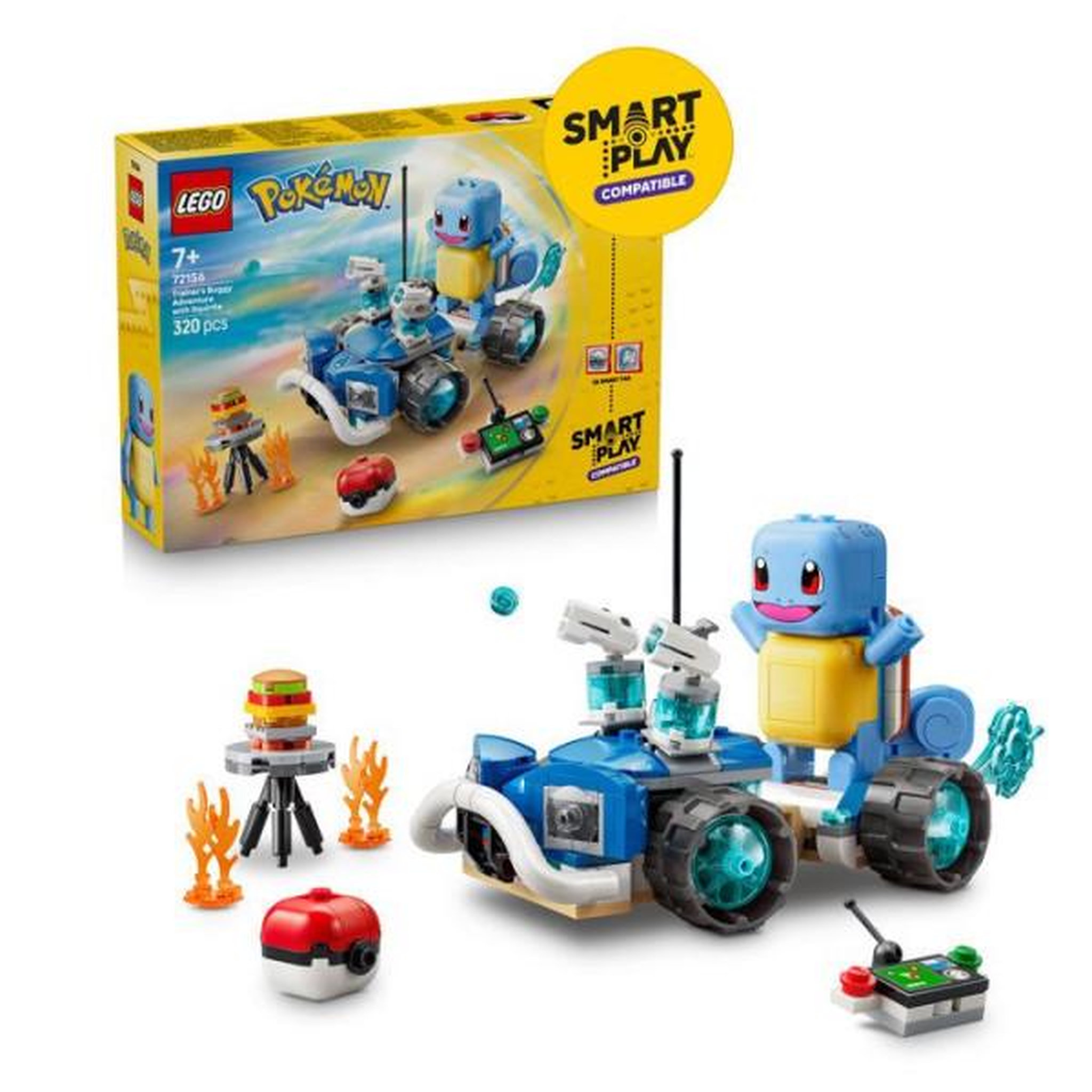 LEGO LEGO Pokémon 72156 - Set de construction compatible SMART Play™ - Carapuce, Aventure avec le buggy du Dresseur - Des 7 ans