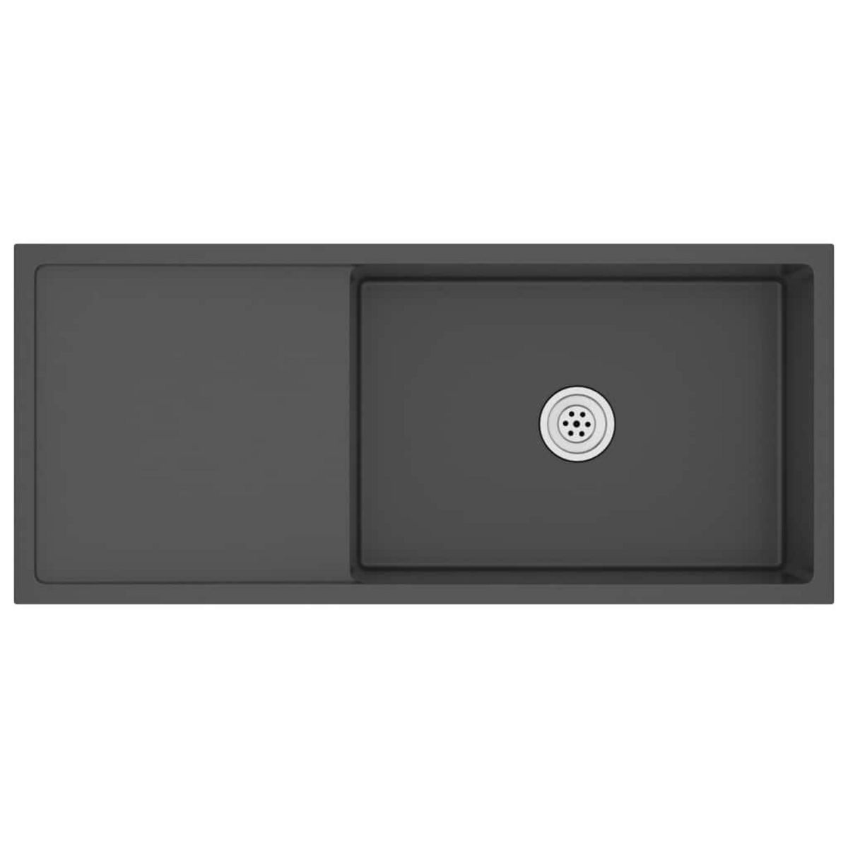 VIDAXL Evier de cuisine fait main Noir Acier inoxydable