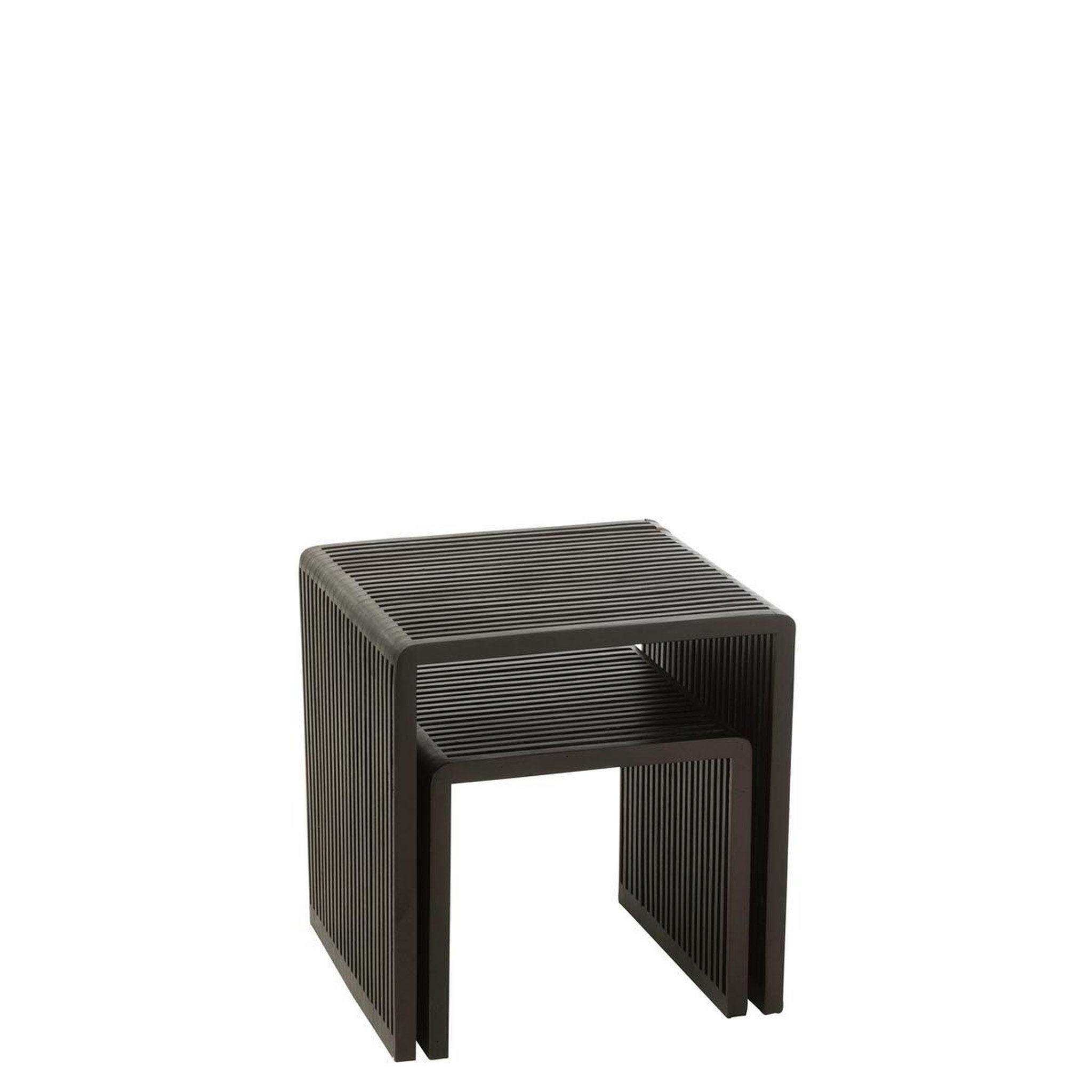 Voir la diapositive 4 : J-LINE Lot de 2 tables basses en bois  teck  50cm noir