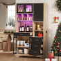 Voir la diapositive 5 : MERAX Buffet de cuisine 5 portes 4 tiroirs - 100 cm naturel+noir led mdf