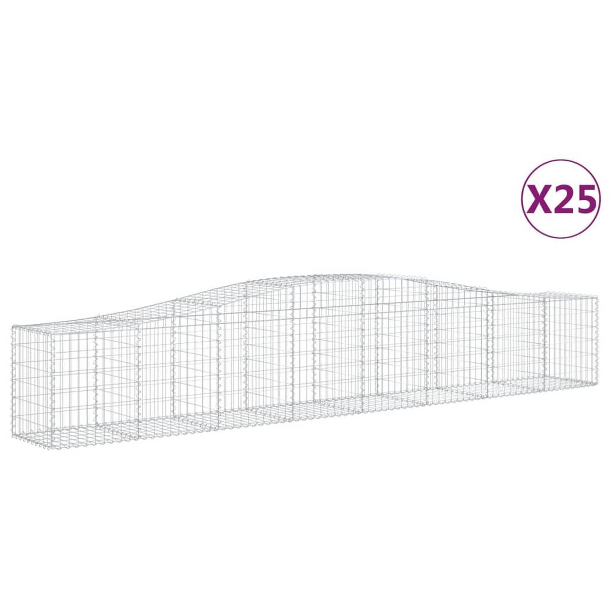 Voir la diapositive 2 : VIDAXL Paniers a gabions arques 25 pcs 400x50x60/80 cm Fer galvanise