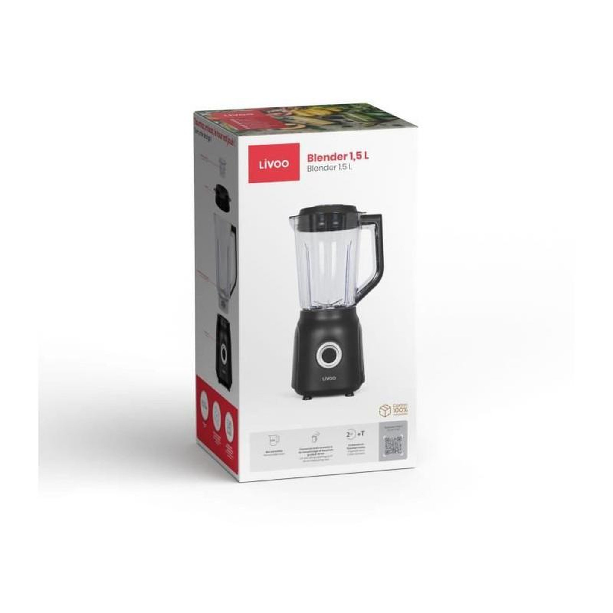 Voir la diapositive 5 : LIVOO Blender 1.5l 600w inox noir - dop242n