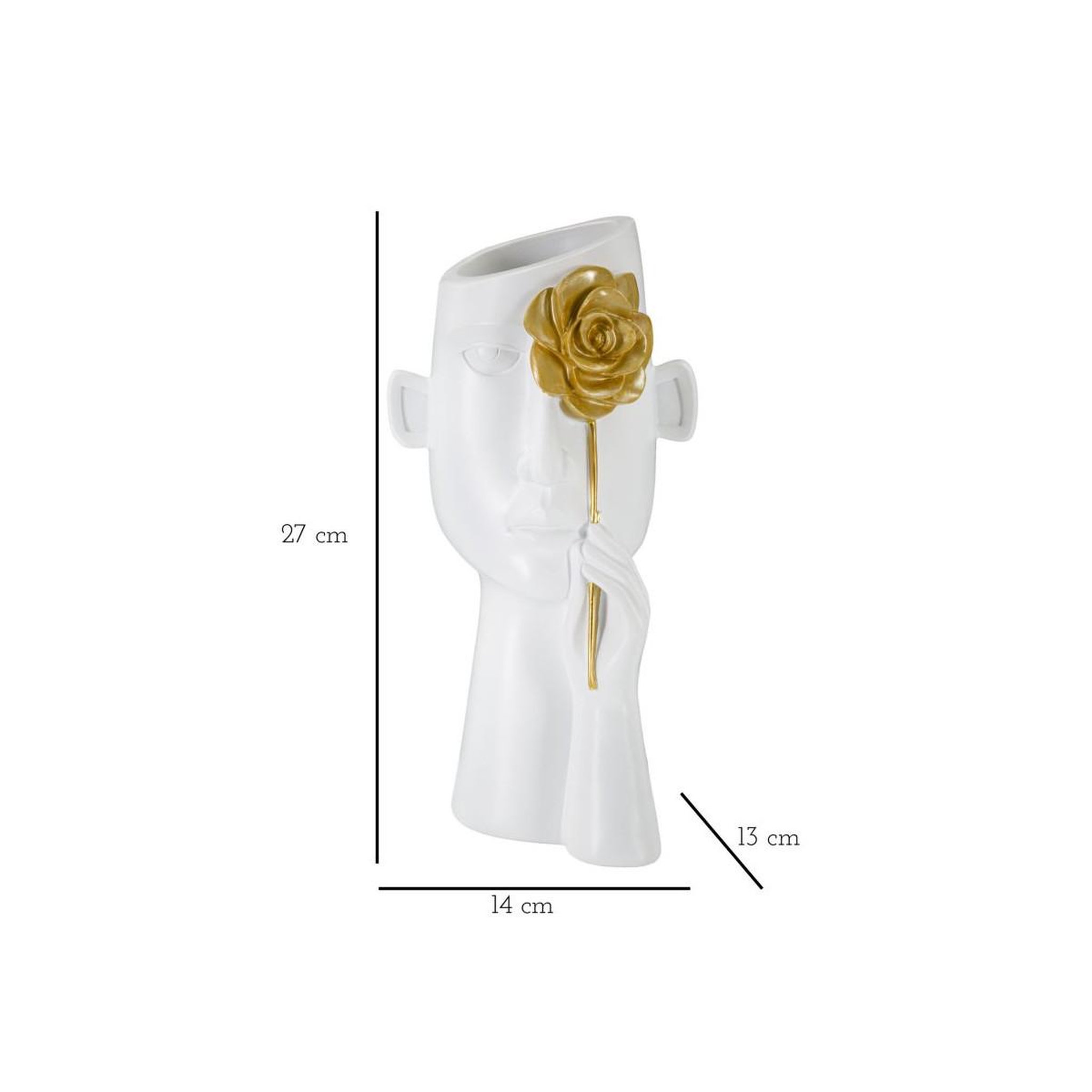 Voir la diapositive 6 : Paris Prix Vase déco visage en résine  fiore  27cm blanc