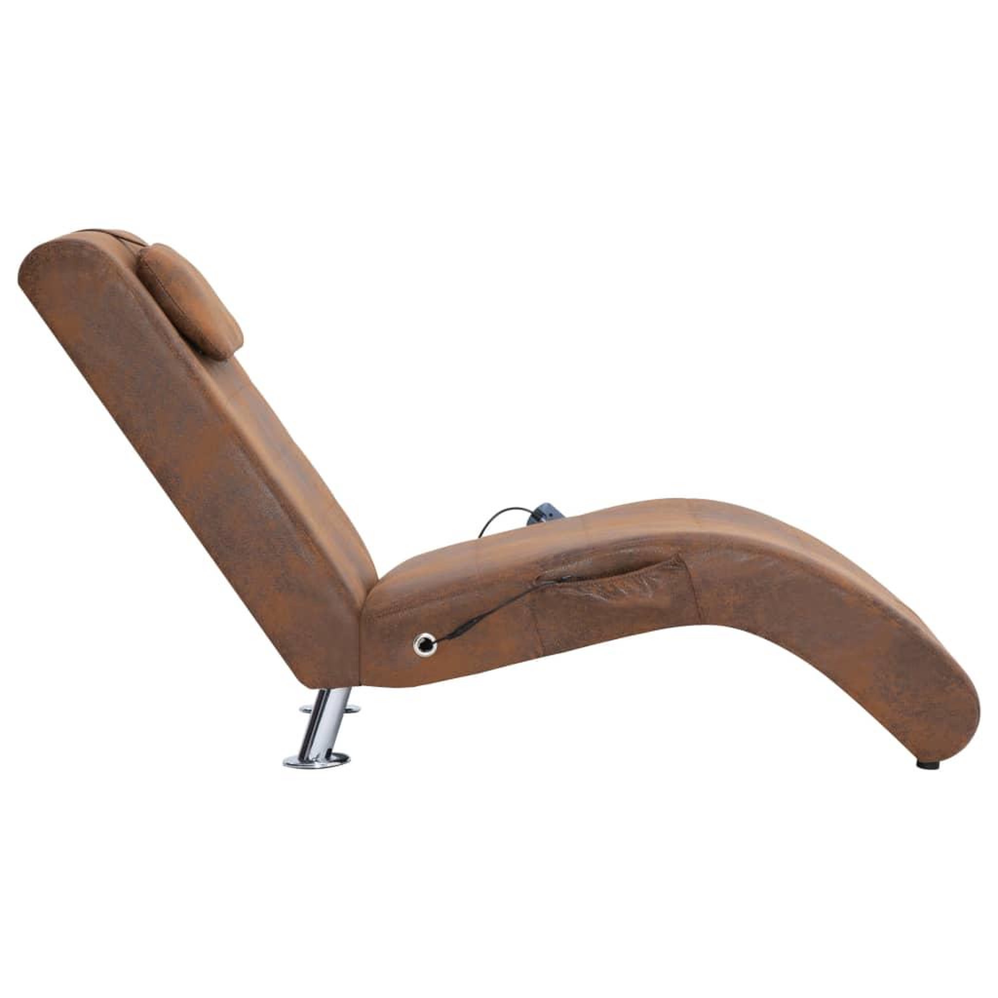 Voir la diapositive 4 : VIDAXL Chaise longue de massage avec oreiller Marron Similicuir daim