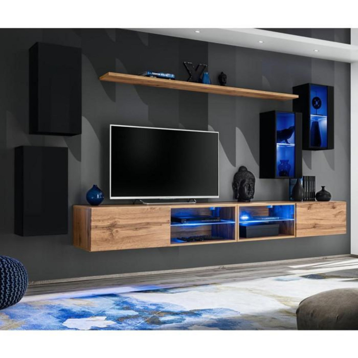 Paris Prix Ensemble Meuble TV  Switch XXV  280cm Noir & Naturel