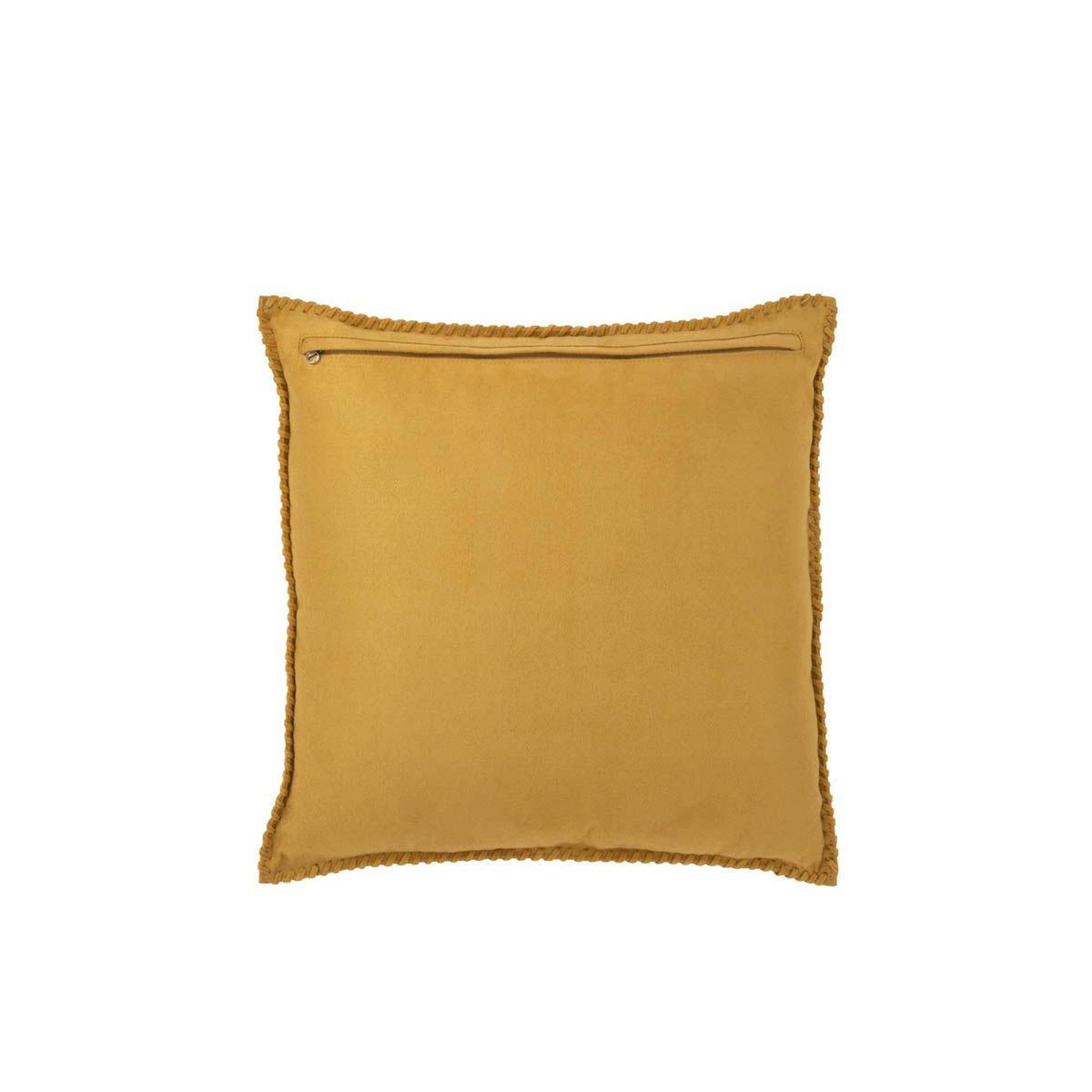 Voir la diapositive 2 : J-LINE Coussin déco en cuir  coleman  45x45cm jaune