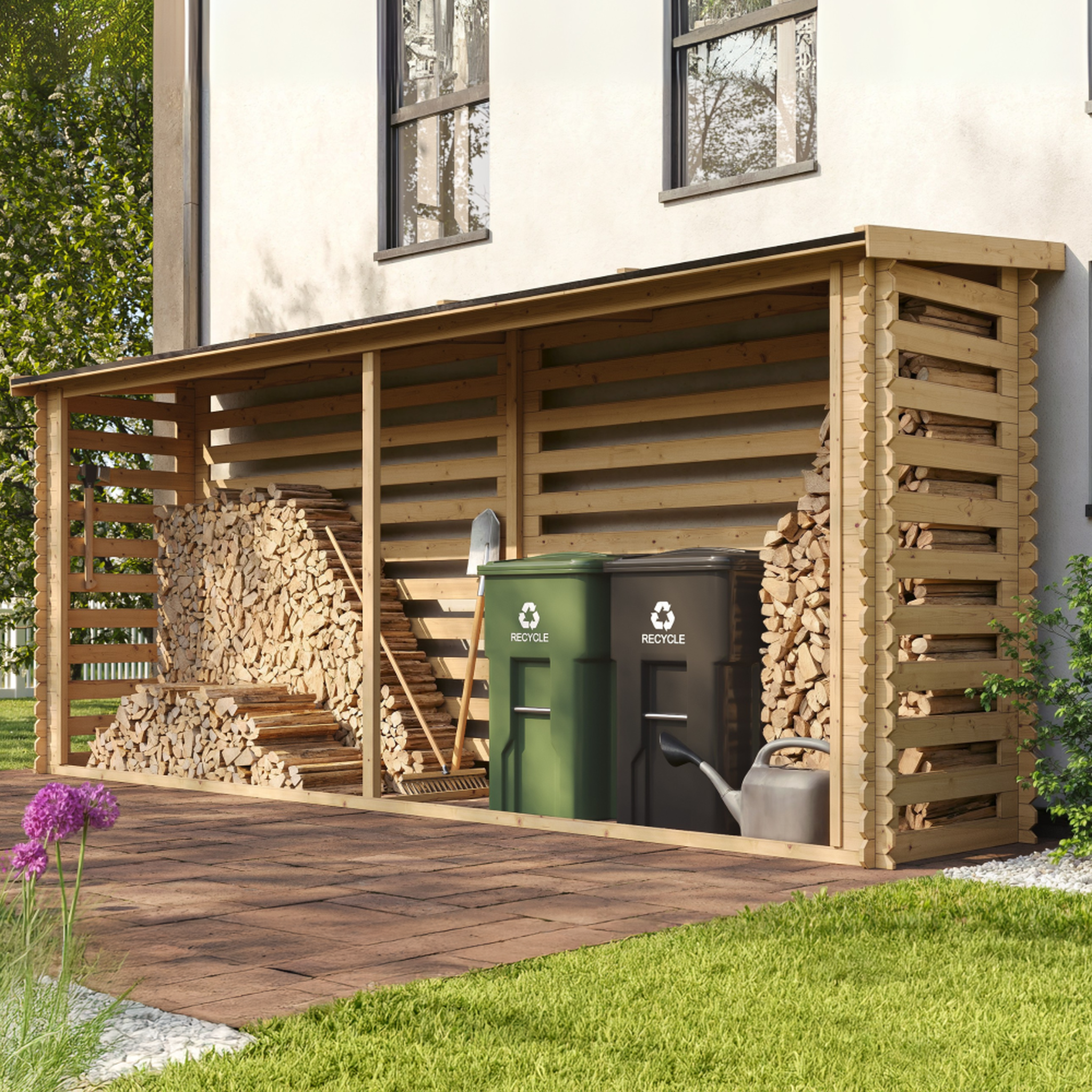 Voir la diapositive 4 : TIMBELA Abri à bûches 4m2 - Abri De Stockage Du Bois et range bûches extérieur M203