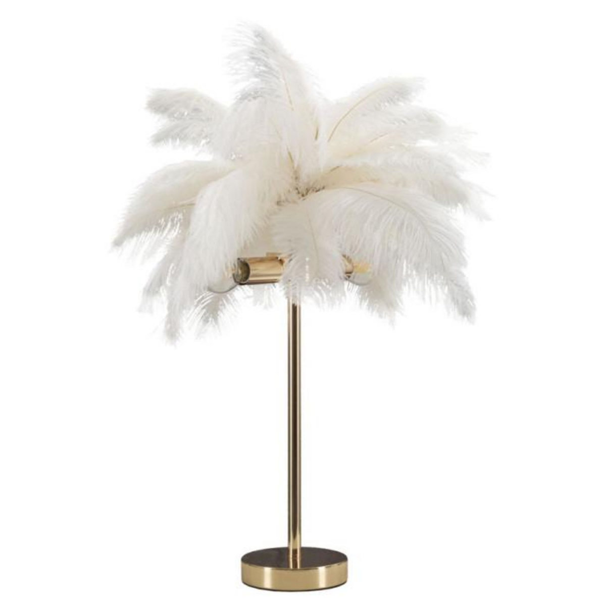 Paris Prix Lampe à Poser Imitation Plume  Palm  60cm Or & Blanc