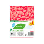 AUCHAN Lot de 3 cahiers piqués 17x22cm 48 pages grands carreaux Seyes motif triangles