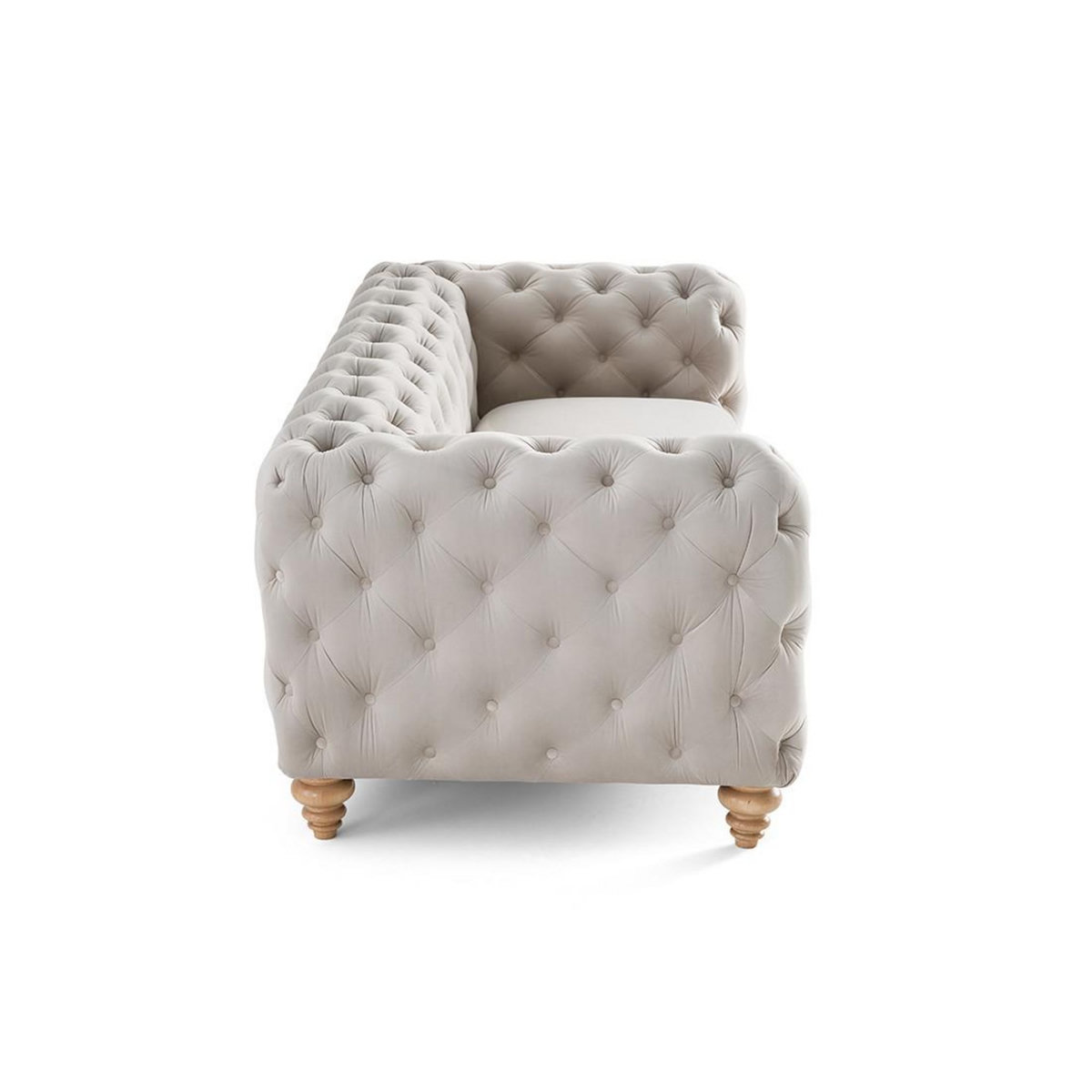 LISA DESIGN Walter - canapé 3 places chesterfield en velours - pieds bois