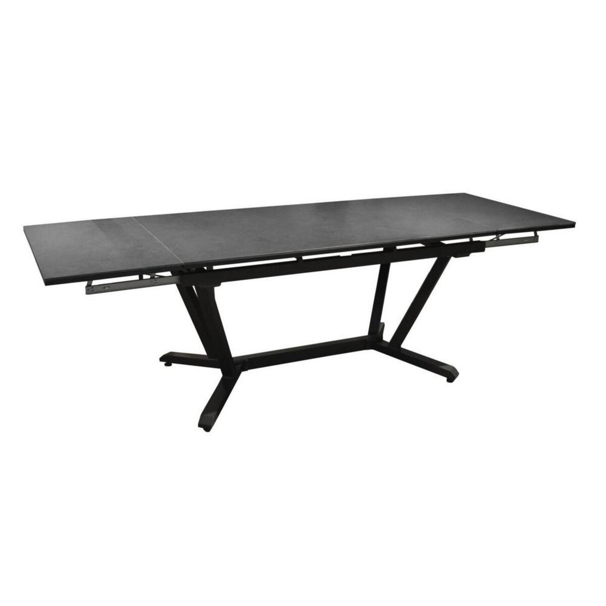 Proloisirs Table de jardin Vita graphite/gris en Aluminium 180/230/280 x100 cm - plateau Kedra