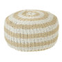 Voir la diapositive 1 : Paris Prix Pouf Rond à Rayure  Tissage  50cm Blanc & Naturel