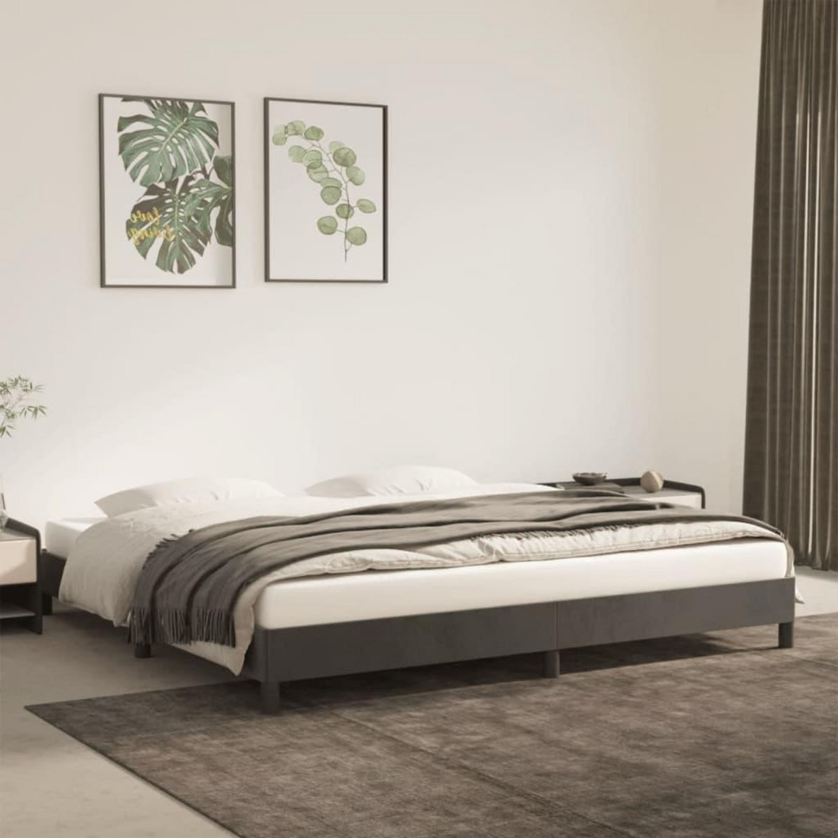 VIDAXL Cadre de lit sans matelas gris fonce 200x200 cm velours