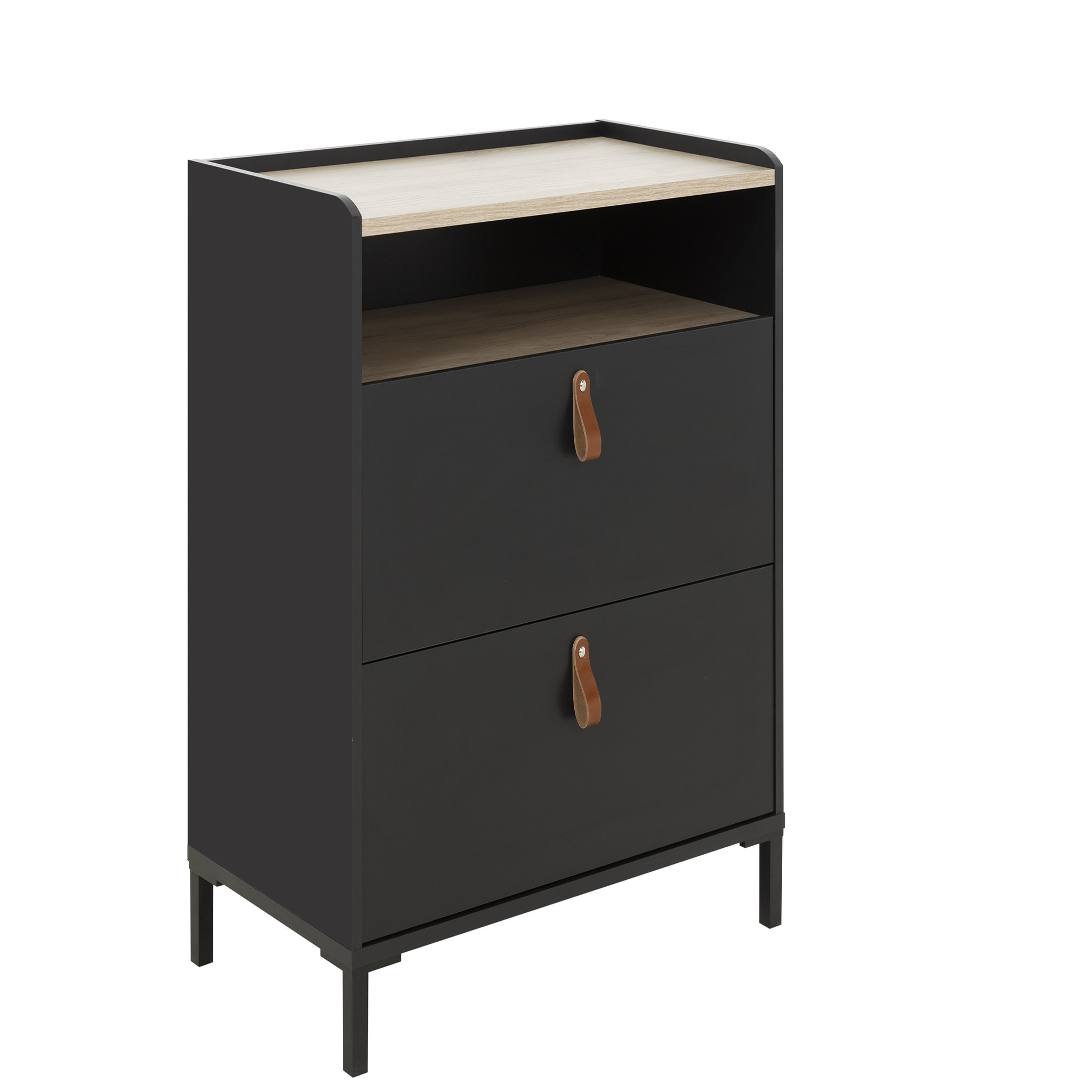 Voir la diapositive 1 : Commode 2 tiroirs L81xP44,5xH80cm COPENHAGUE