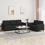 VIDAXL Ensemble de canapes 2 pcs avec coussins Noir Similicuir
