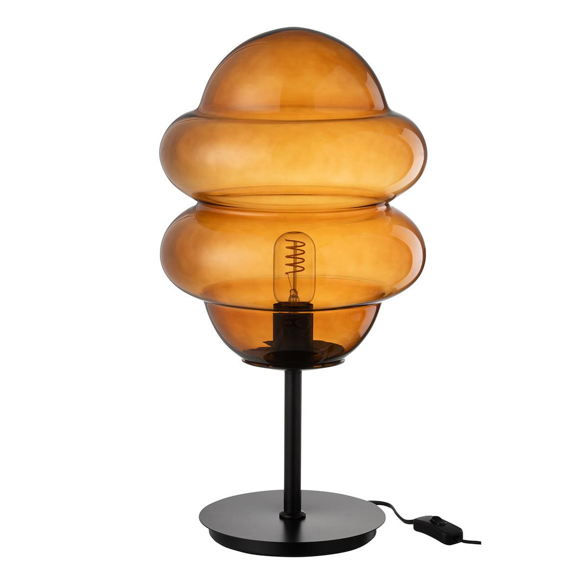 J-LINE Lampe à poser en verre  cuillere miel  52cm marron