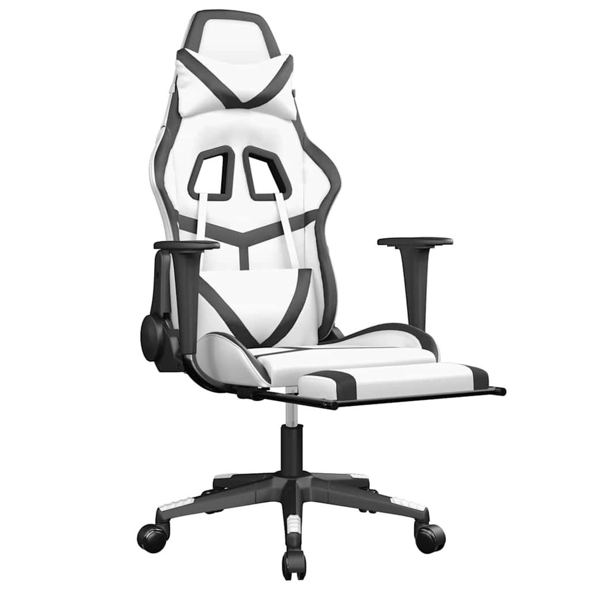 Voir la diapositive 3 : VIDAXL Chaise de jeu de massage avec repose-pied Blanc&Noir Similicuir