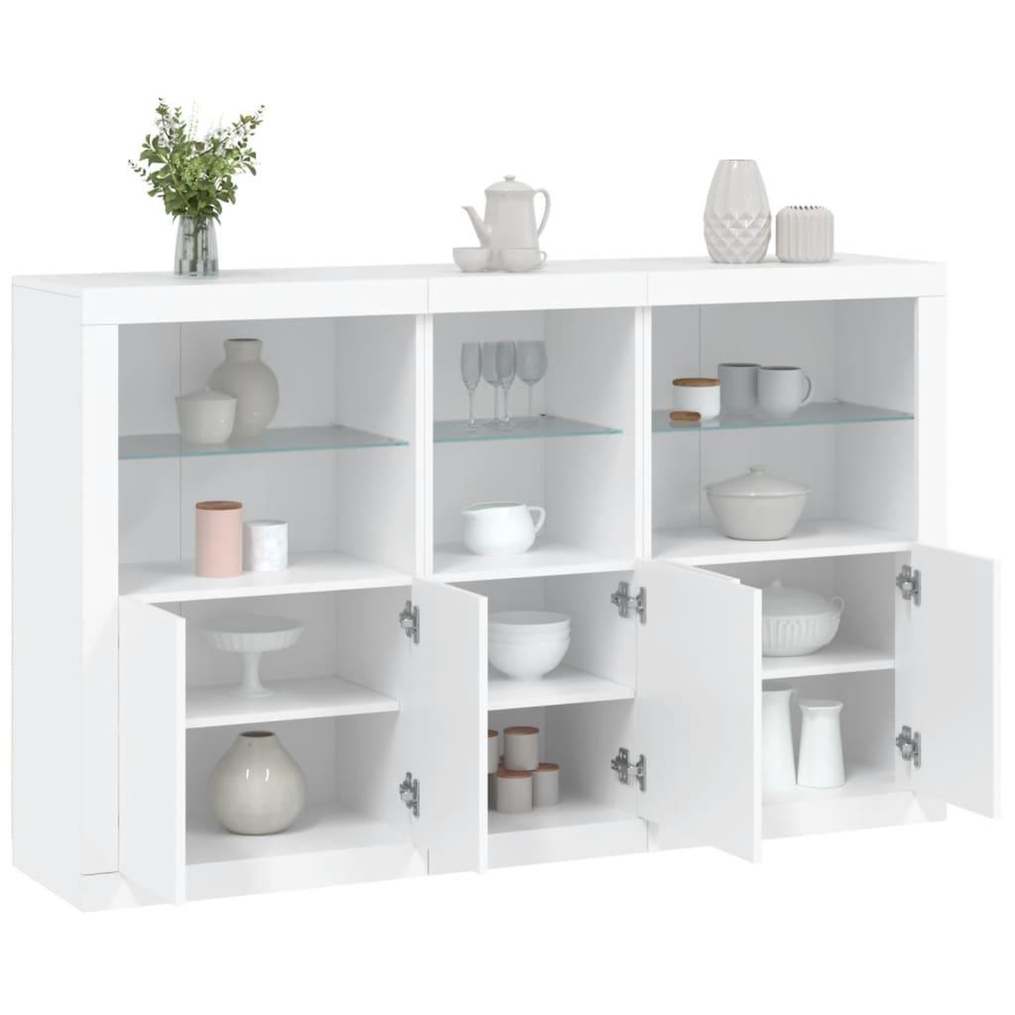 VIDAXL Buffet avec lumieres LED blanc 162x37x100 cm