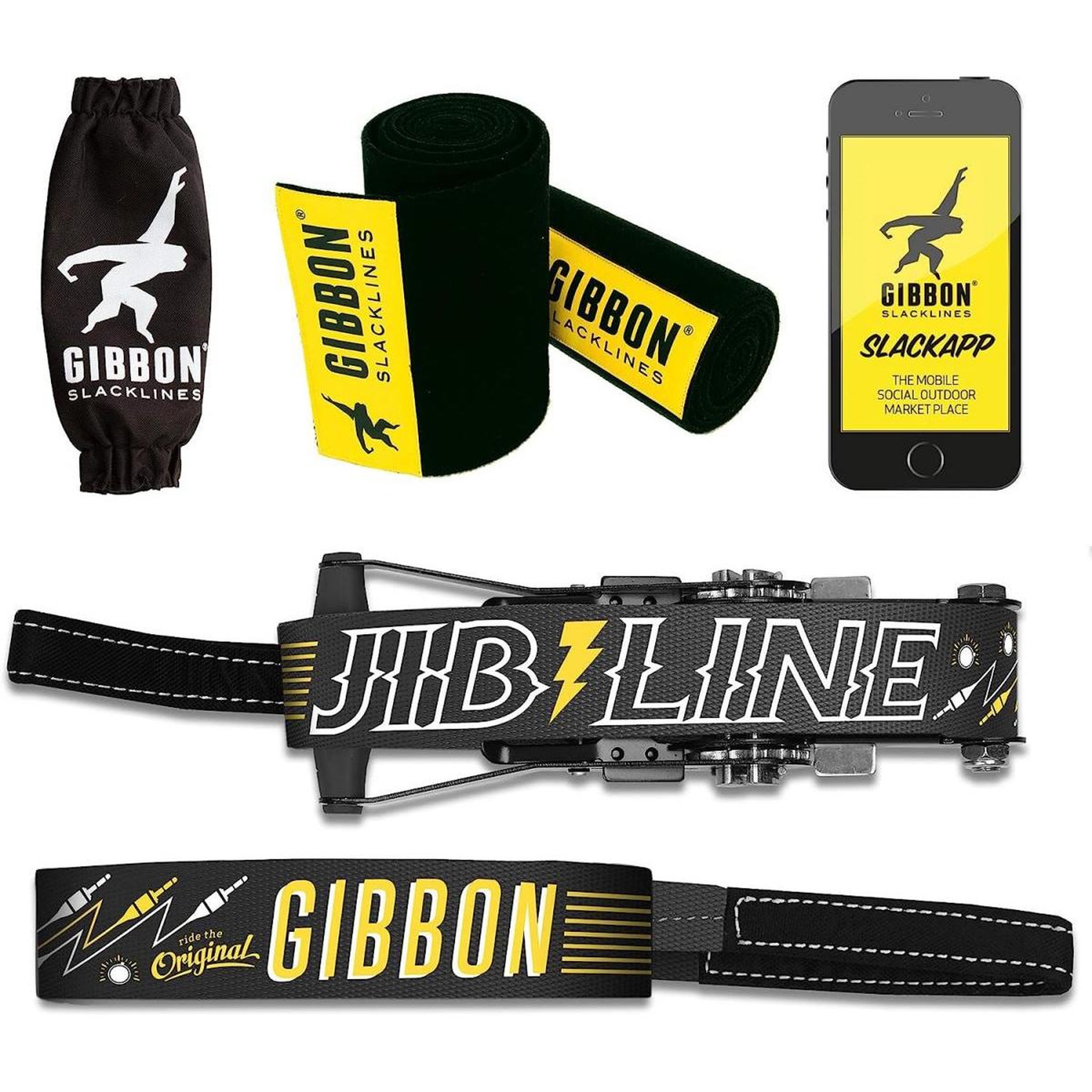Voir la diapositive 2 : GIBBON Set Slackline Jibline - Protection D'arbre -12,5m