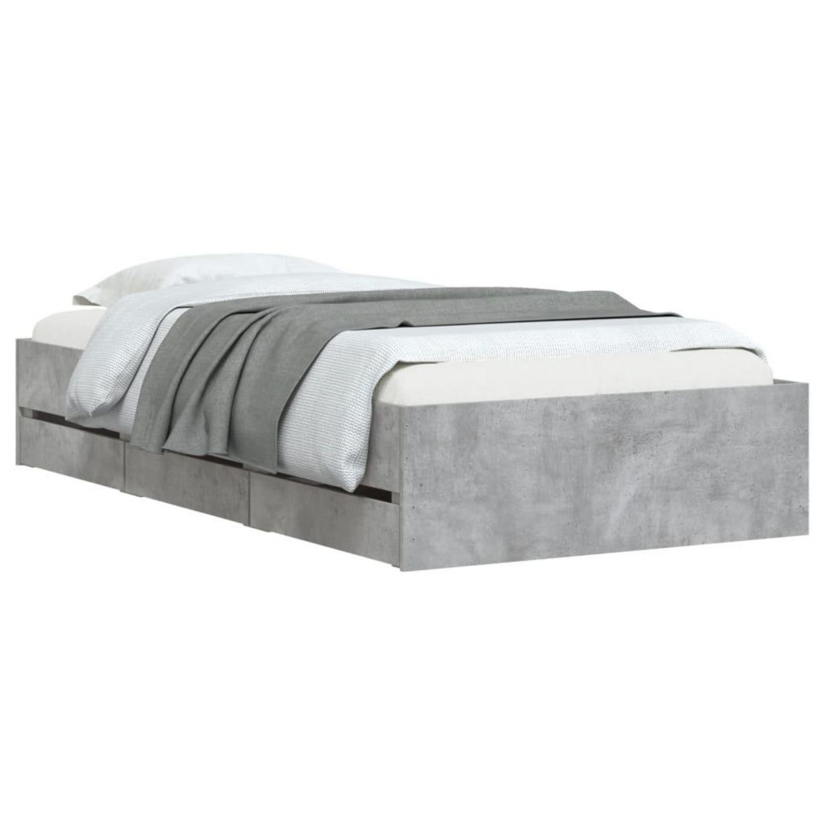 VIDAXL Cadre de lit avec tiroirs sans matelas gris beton 90x190 cm