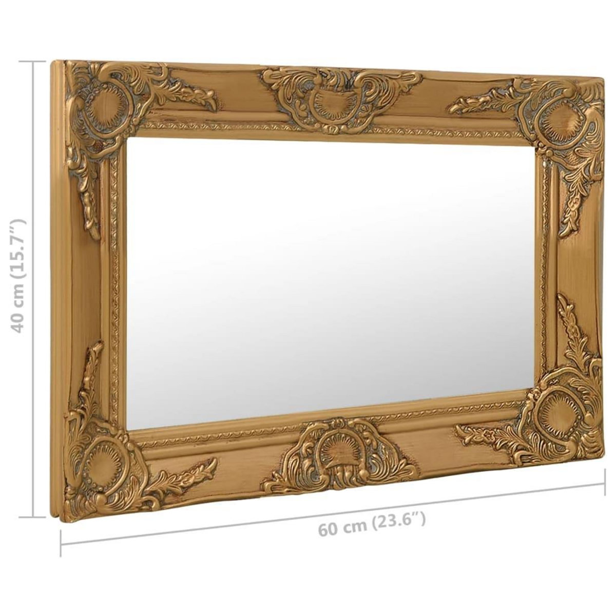VIDAXL Miroir mural style baroque 60x40 cm Dore
