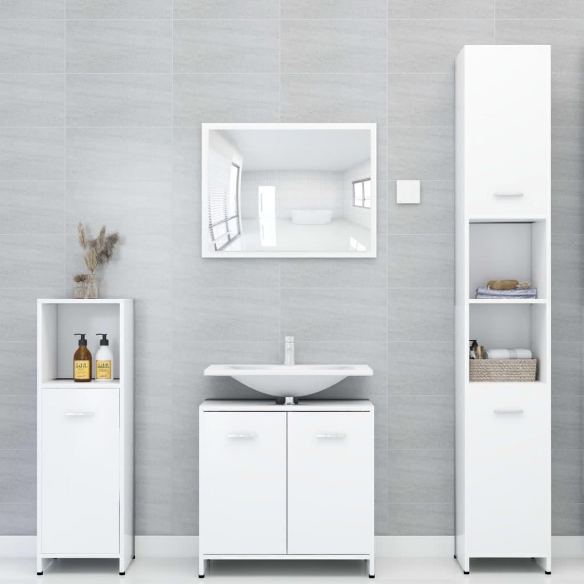 VIDAXL Armoire de salle de bain Blanc 30x30x183,5 cm Bois d'ingenierie