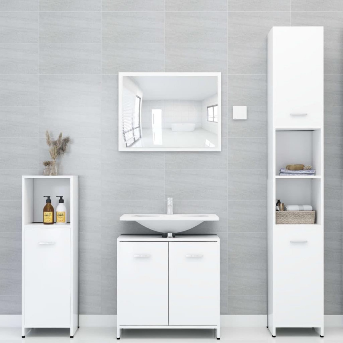 VIDAXL Armoire de salle de bain Blanc 30x30x183,5 cm Bois d'ingenierie