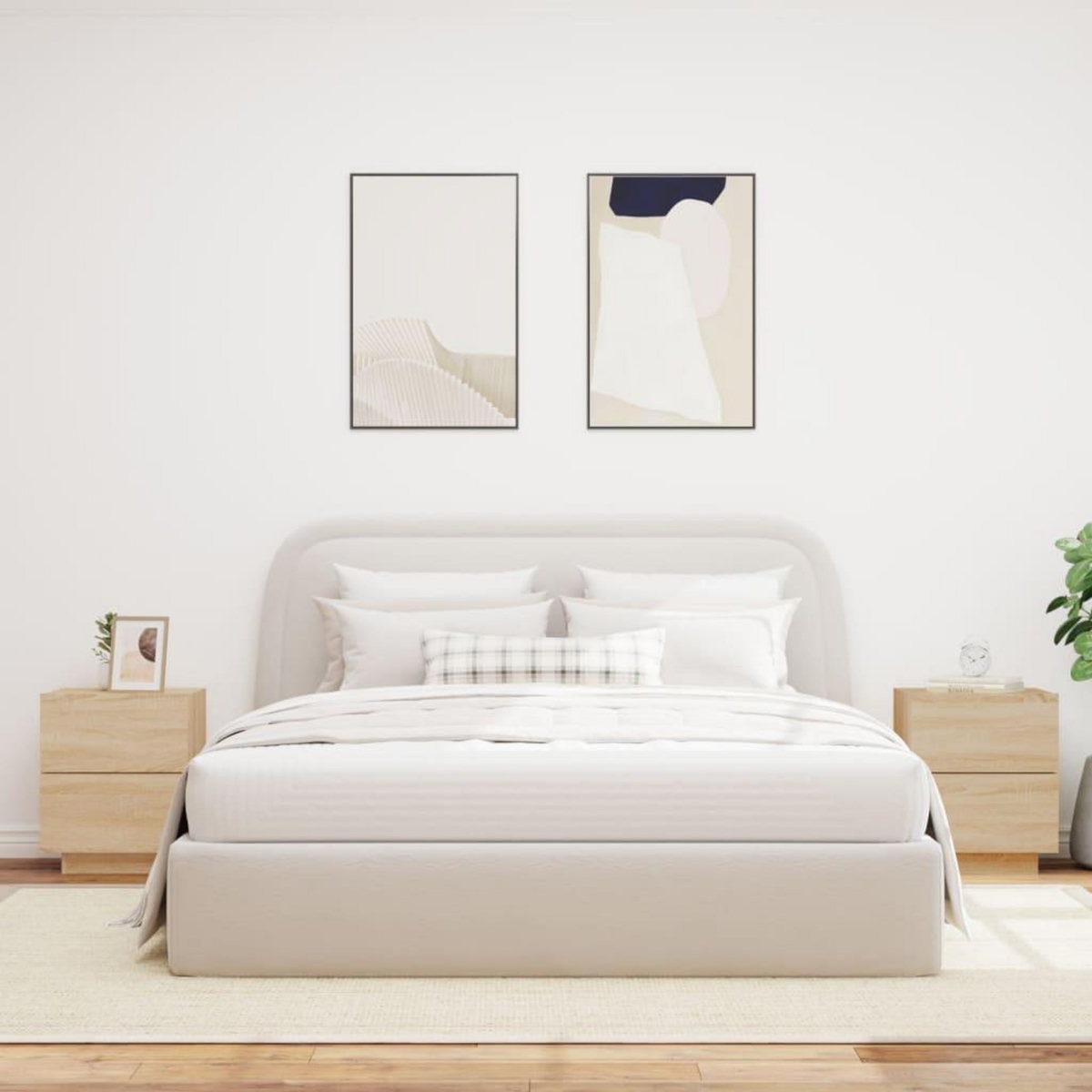 VIDAXL Armoires de chevet et lumieres LED 2 pcs chene sonoma