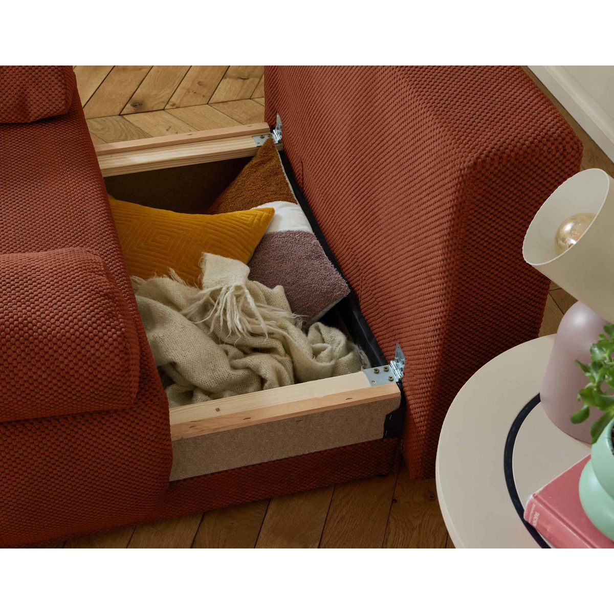 BEST MOBILIER Cristal - fauteuil - convertible avec coffre - en velours texturé