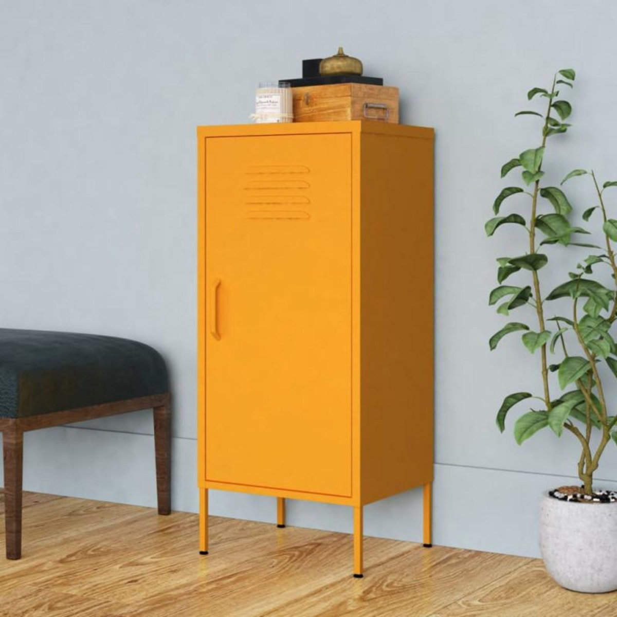 VIDAXL Armoire de rangement Jaune moutarde 42,5x35x101,5 cm Acier