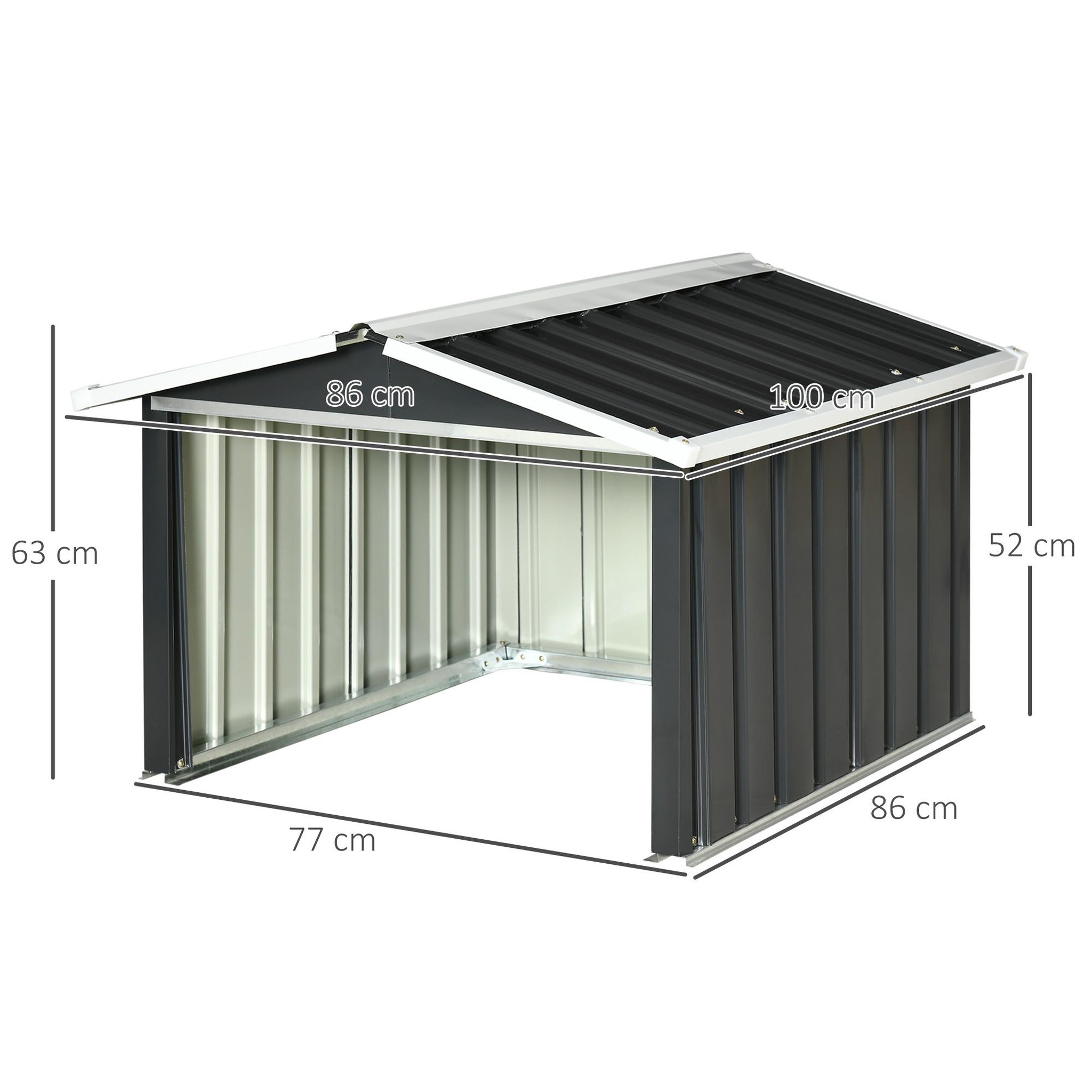Voir la diapositive 3 : OUTSUNNY Abri de jardin pour tondeuse à gazon robot-tondeuse - garage tondeuse robot - tôle acier ondulé gris blanc