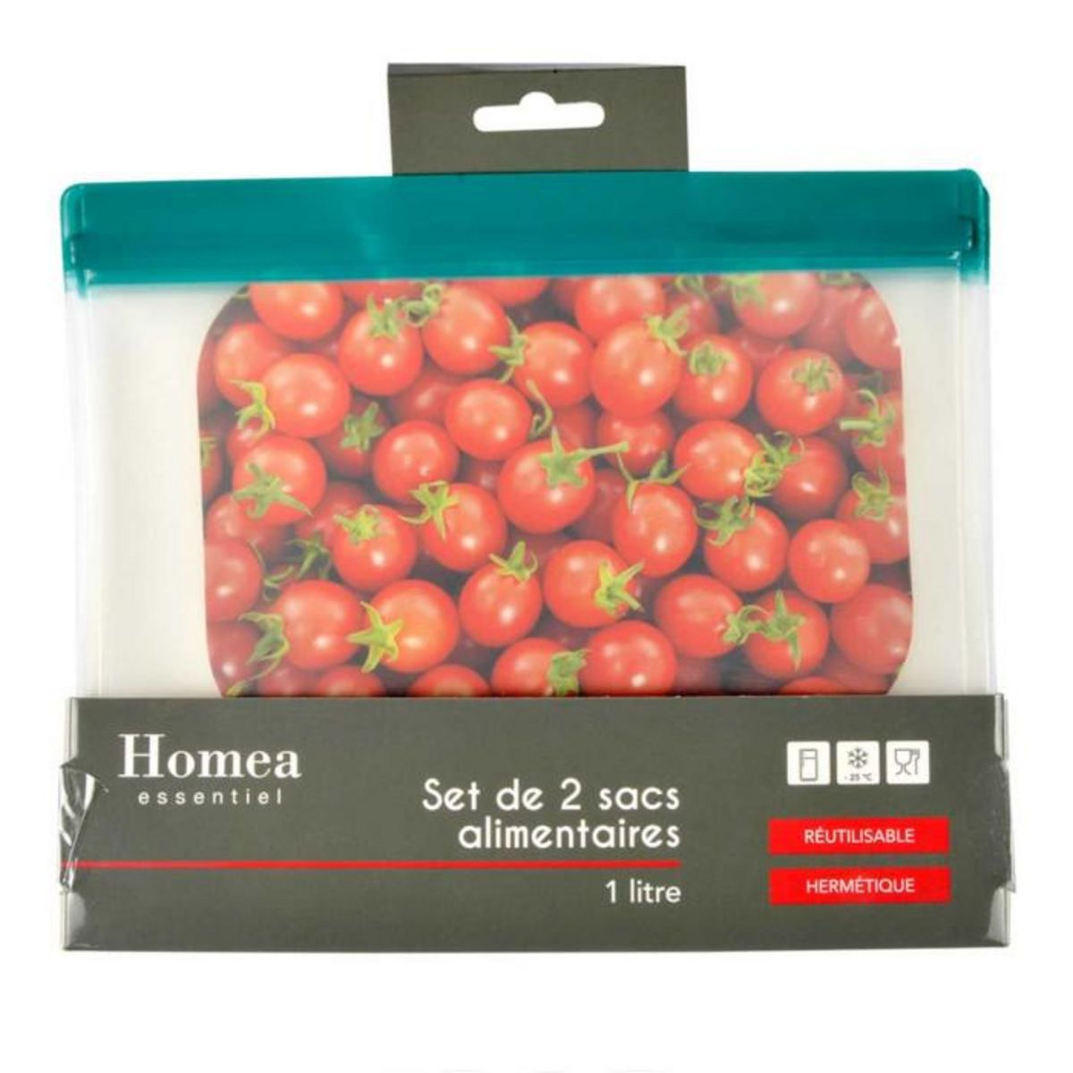 Paris Prix Lot de 2 Sacs Alimentaires  Réutilisables  1L Transparent