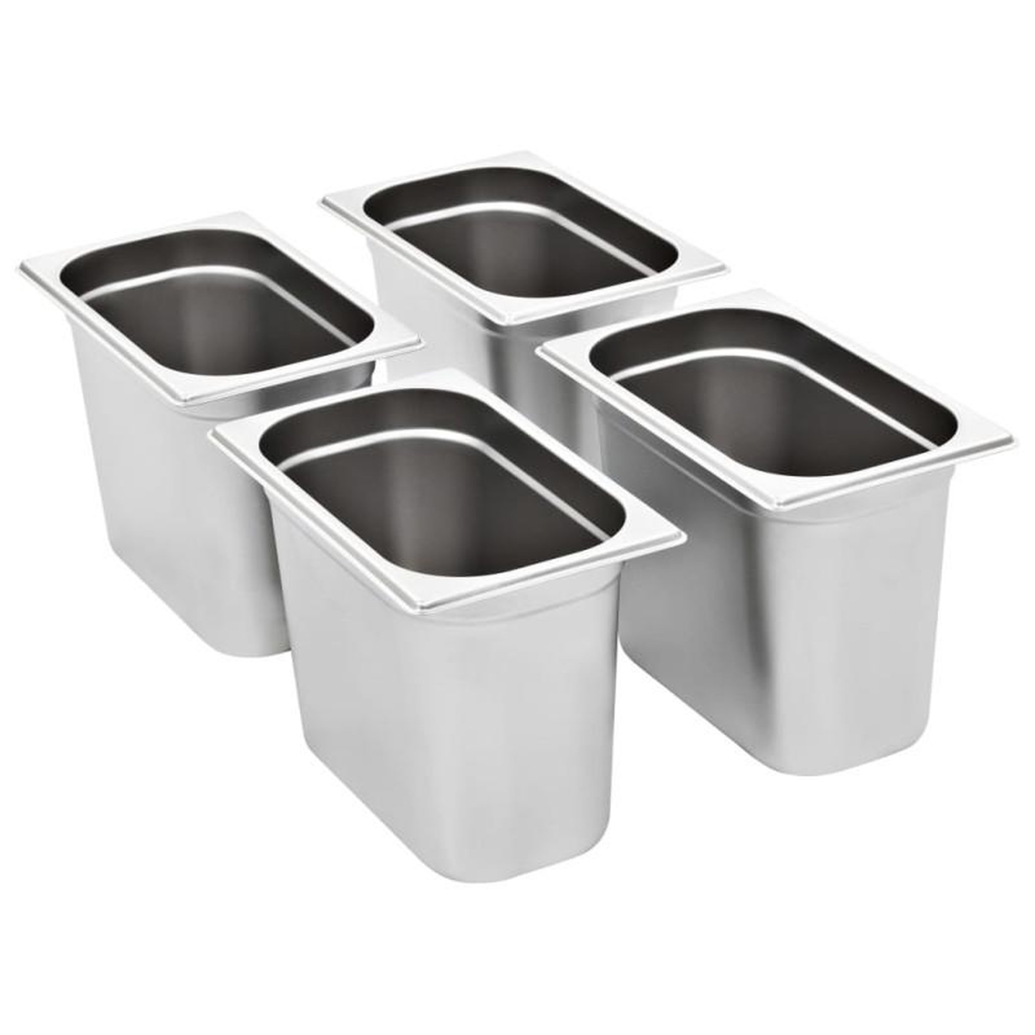 Voir la diapositive 2 : VIDAXL Récipients Gastronorm 4 pcs GN 1 4 200 mm Acier inoxydable