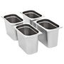Voir la diapositive 2 : VIDAXL Récipients Gastronorm 4 pcs GN 1 4 200 mm Acier inoxydable