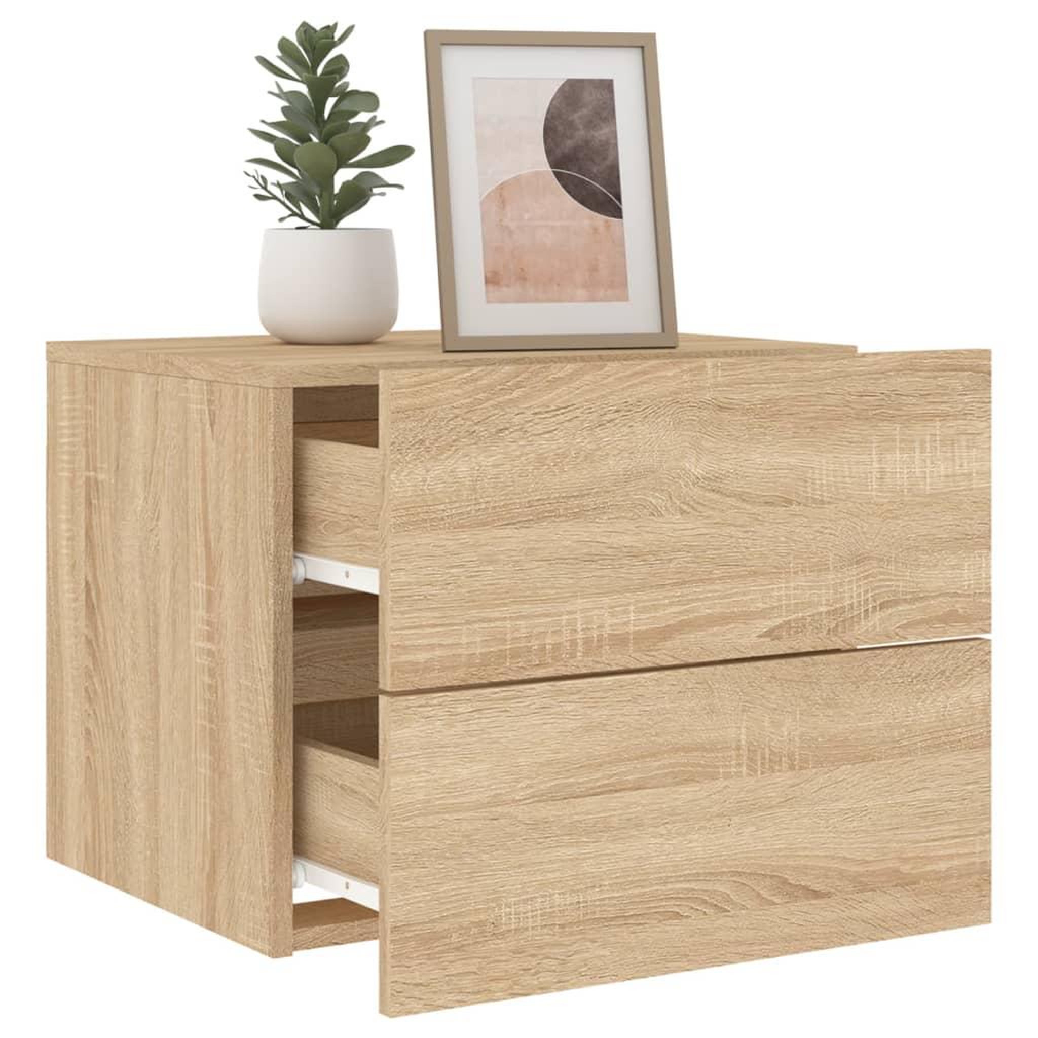 Voir la diapositive 4 : VIDAXL Tables de chevet murales avec lumieres LED 2 pcs chene sonoma