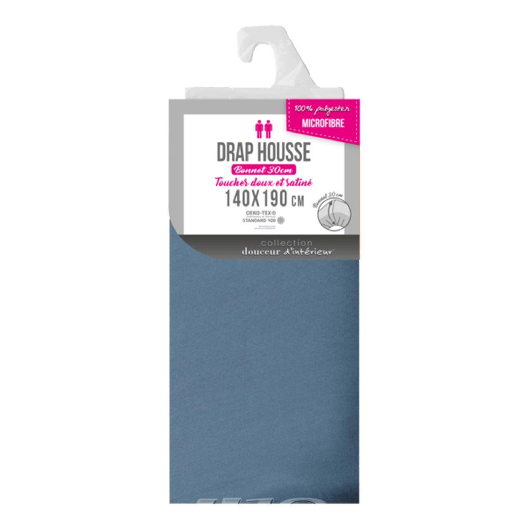 Voir la diapositive 2 : Douceur d'Intérieur Drap housse microfibre  oscar  140x190cm bleu