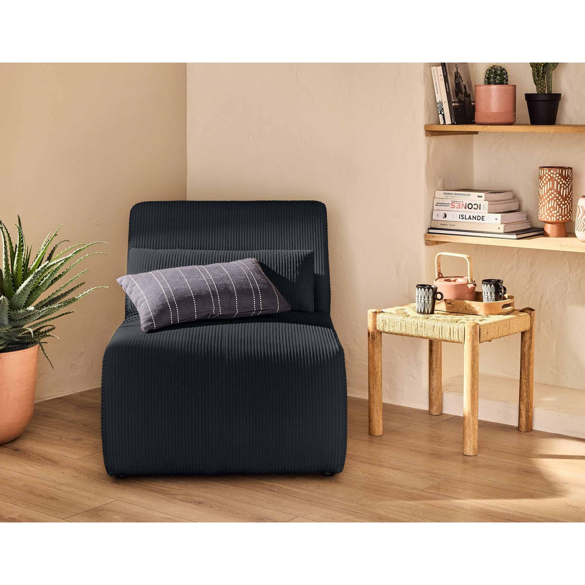 LISA DESIGN Onyx - fauteuil sans accoudoirs - en velours côtelé