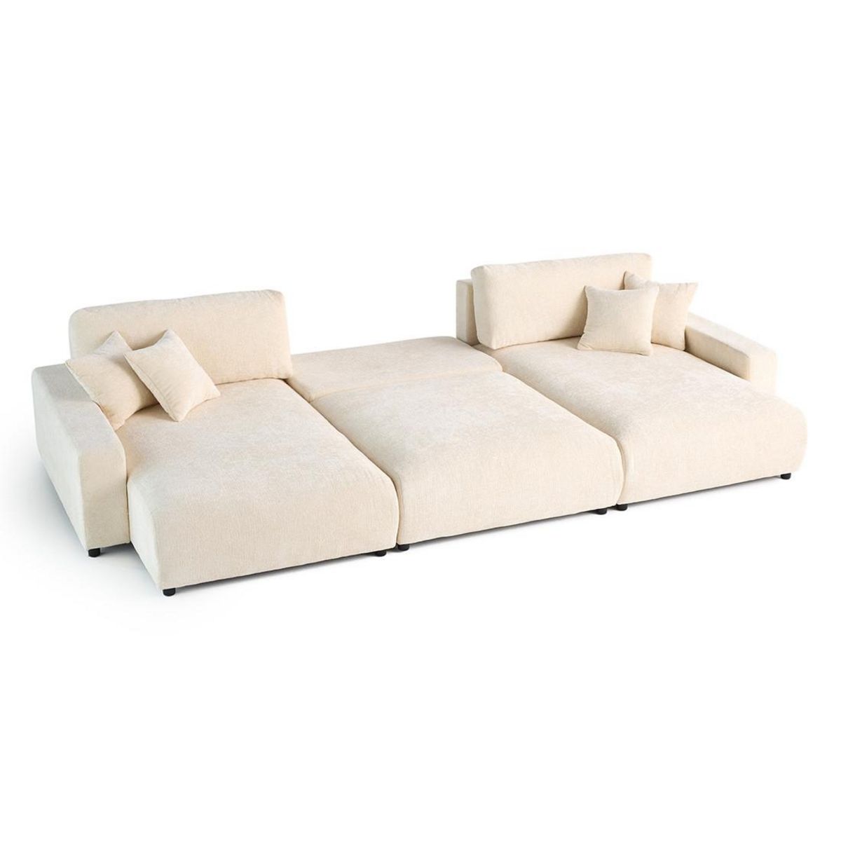 LISA DESIGN Pivoine - canapé panoramique en u - 7 places - convertible avec coffre - en velours texturé