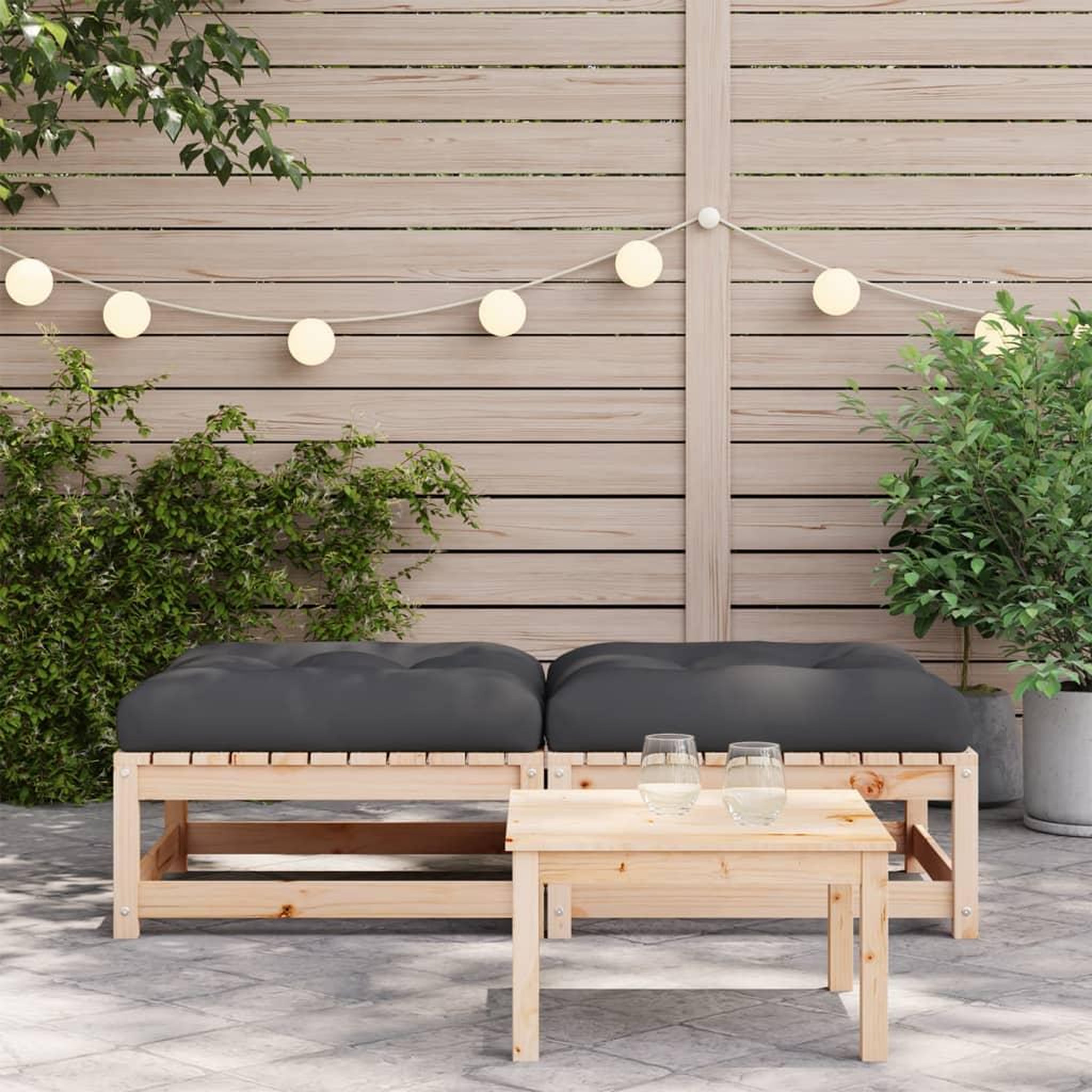 Voir la diapositive 3 : VIDAXL Repose-pieds de jardin avec coussins lot de 2 bois pin massif