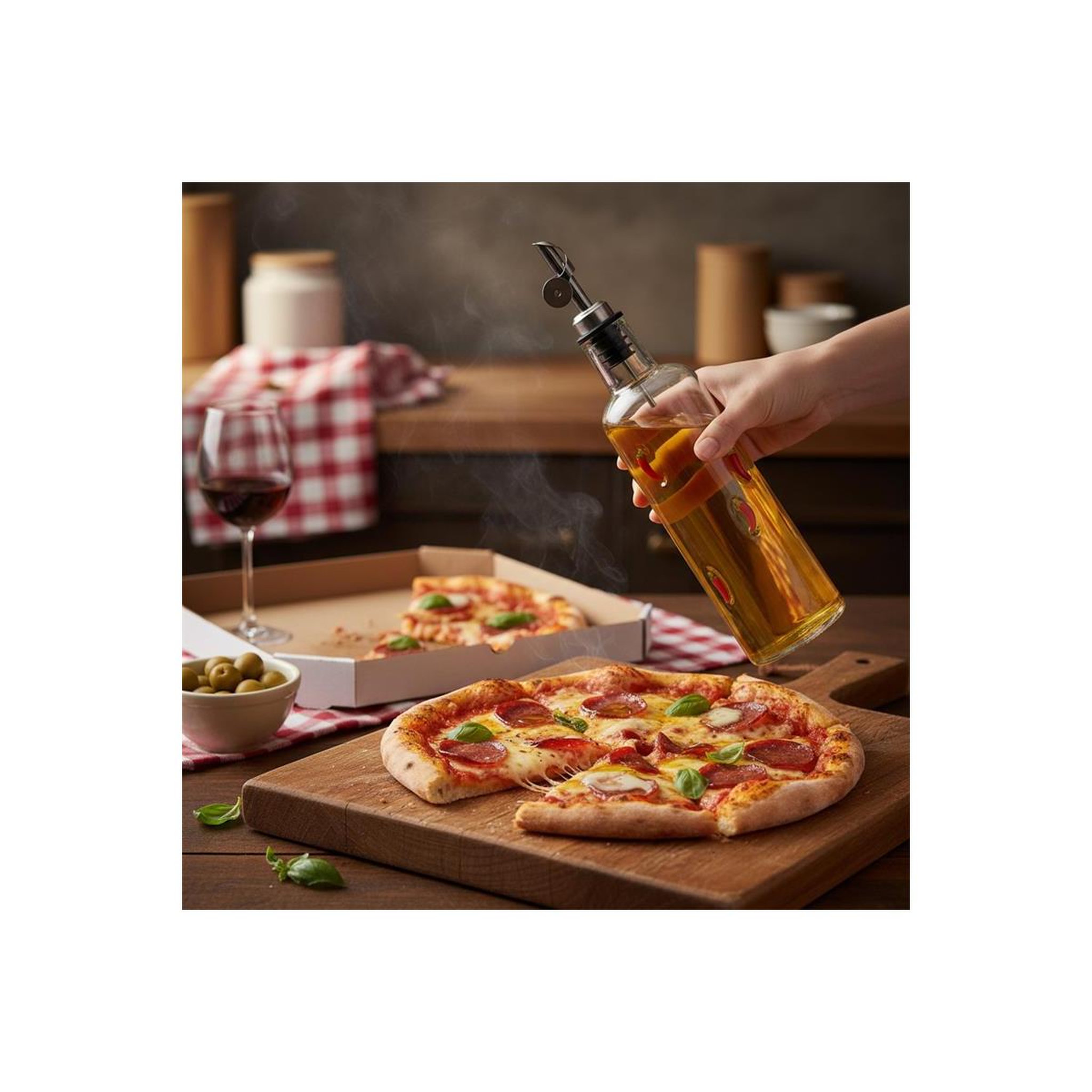 Voir la diapositive 3 : The Home Deco Factory Huilier avec bec verseur  piment  50cl transparent