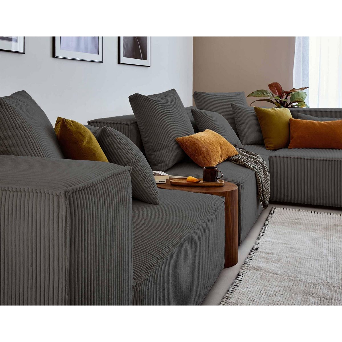 LISA DESIGN Colombine - canapé modulable d'angle droit - 6 places - en velours côtelé