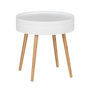 Voir la diapositive 1 : Wenko Table d'appoint ronde avec couvercle en MDF et Bambou - Blanc et Beige